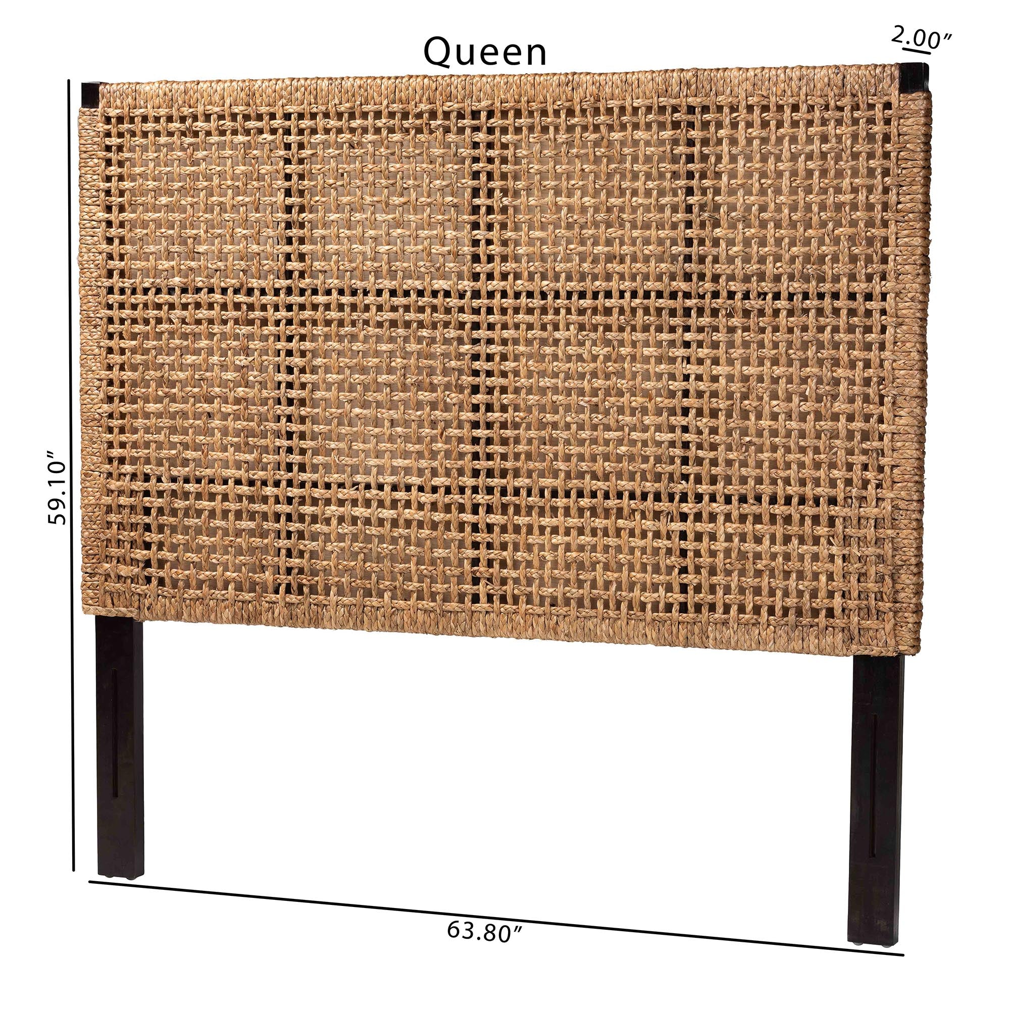 Bali & Pari Alise Bohemian Seagrass and Mahogany Wood Headboard