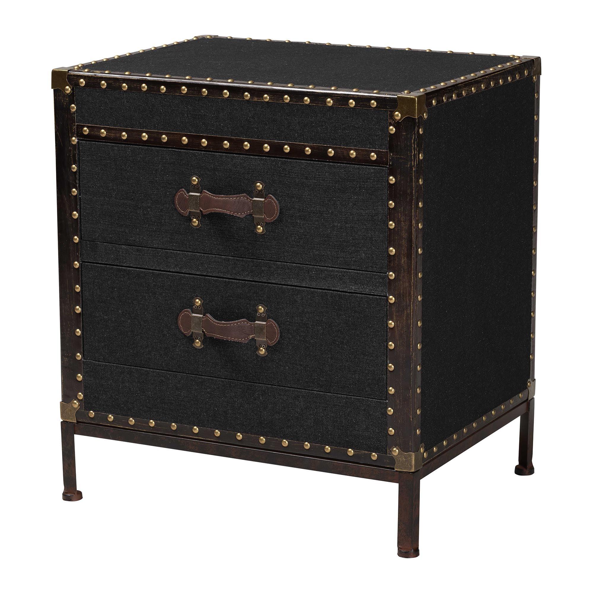 Laura Vintage Canvas 2-Drawer End Table