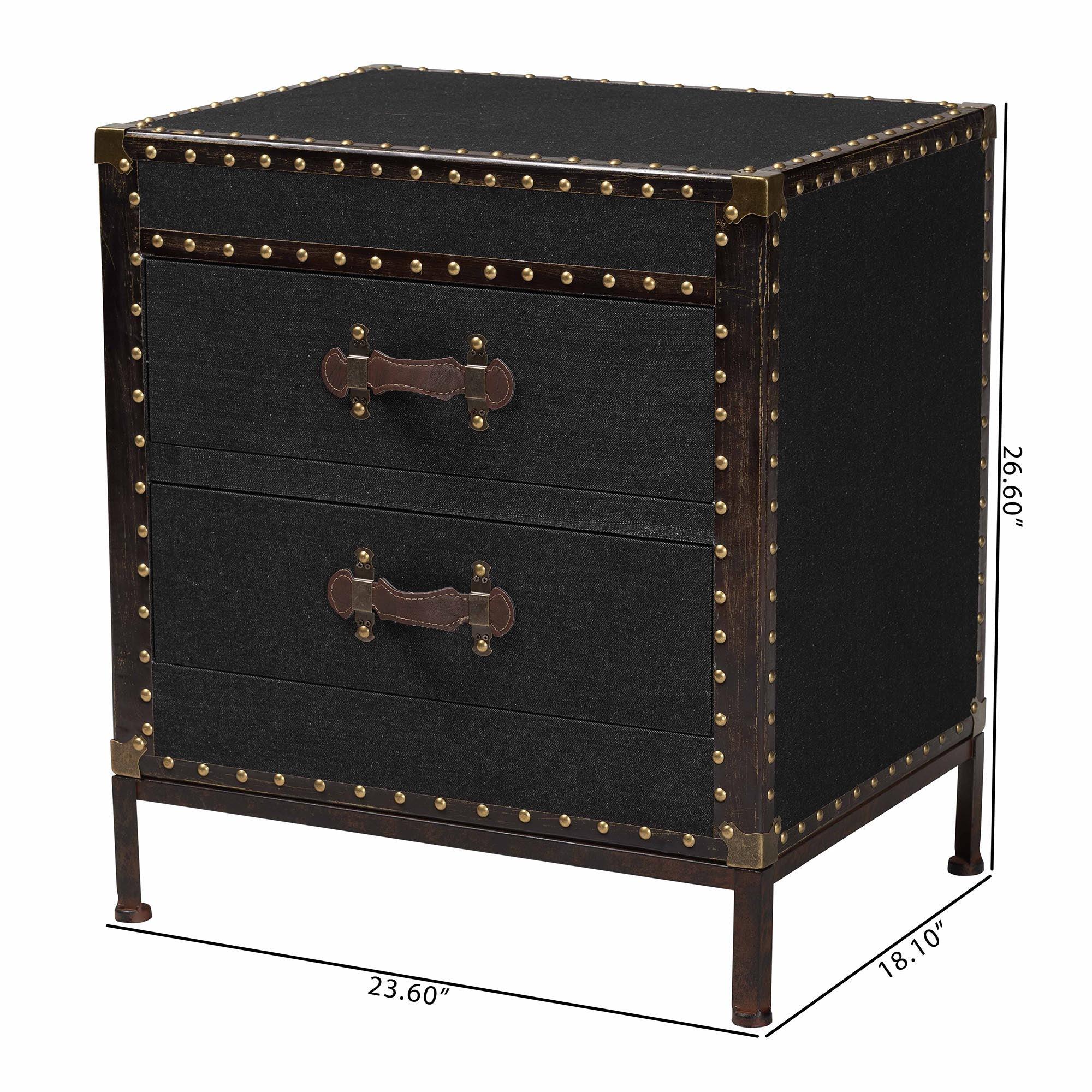 Laura Vintage Canvas 2-Drawer End Table