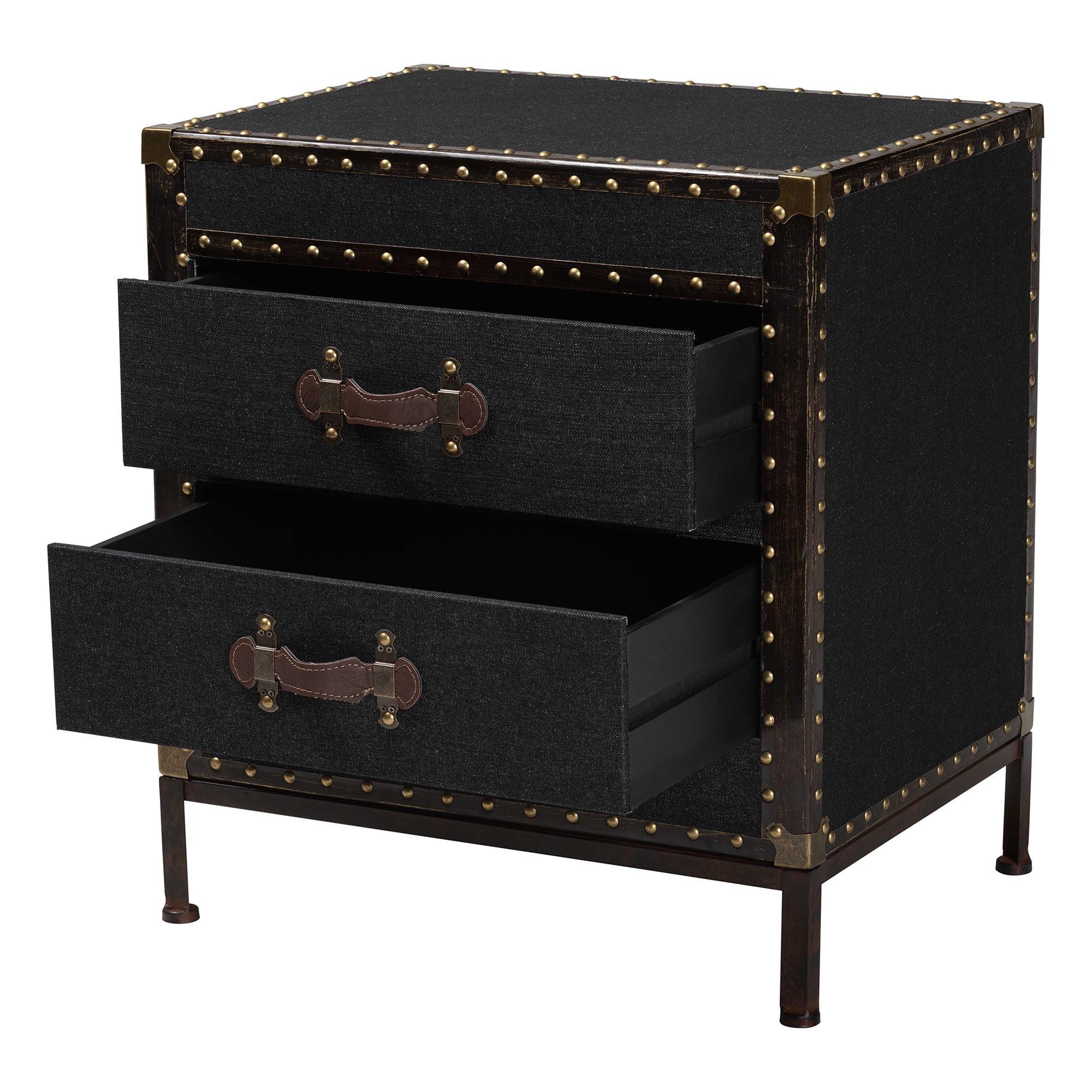 Laura Vintage Canvas 2-Drawer End Table