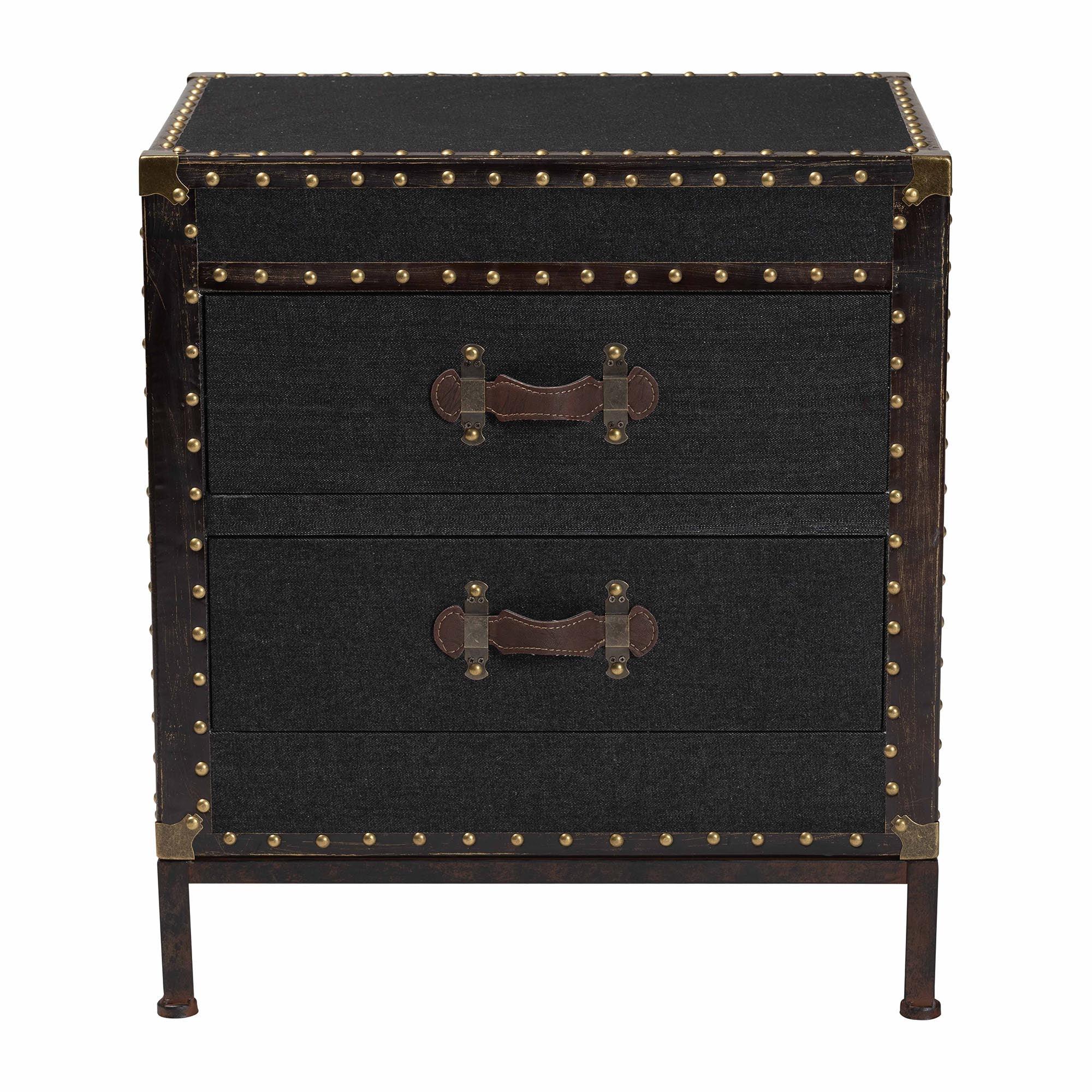 Laura Vintage Canvas 2-Drawer End Table