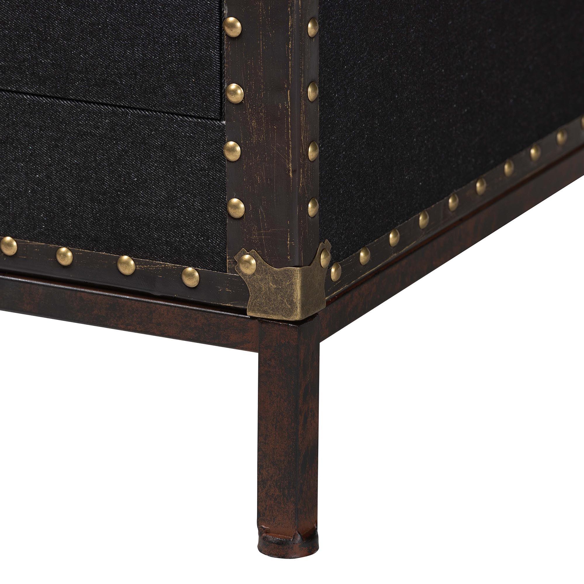 Laura Vintage Canvas 2-Drawer End Table