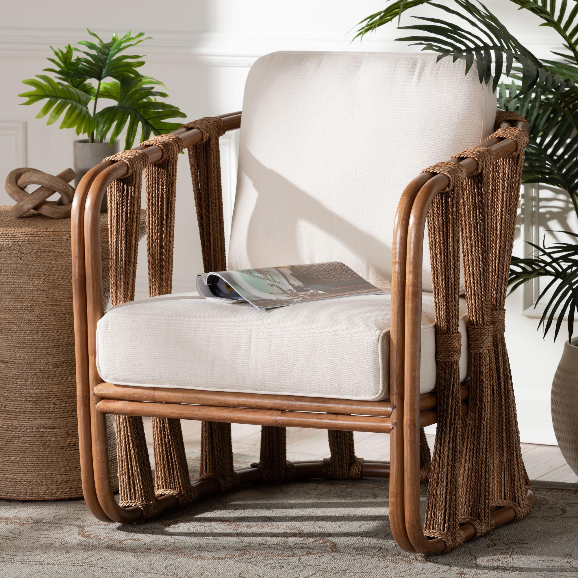 bali & pari Westham Bohemian Rattan and Seagrass Arm Chair