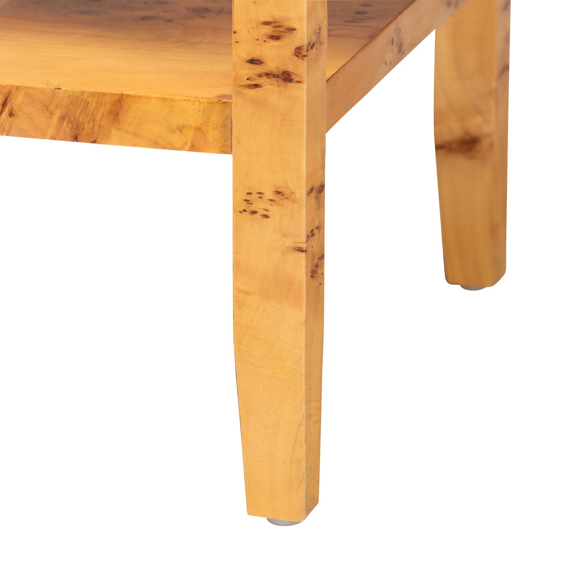 Bali & Pari Ghina Modern and Contemporary Light Mappa Real Burl Wood 1-Drawer Nightstand