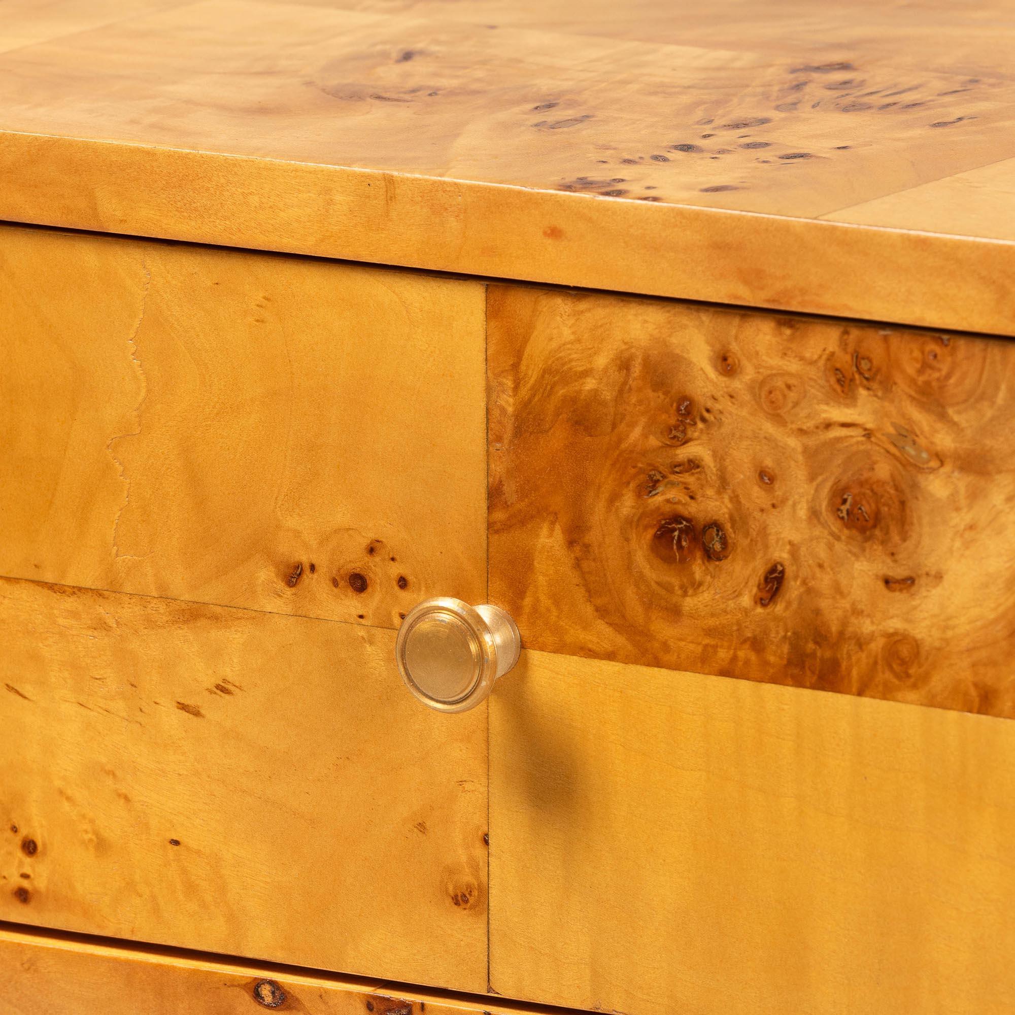 Bali & Pari Ghina Modern and Contemporary Light Mappa Real Burl Wood 2-Drawer Console Table