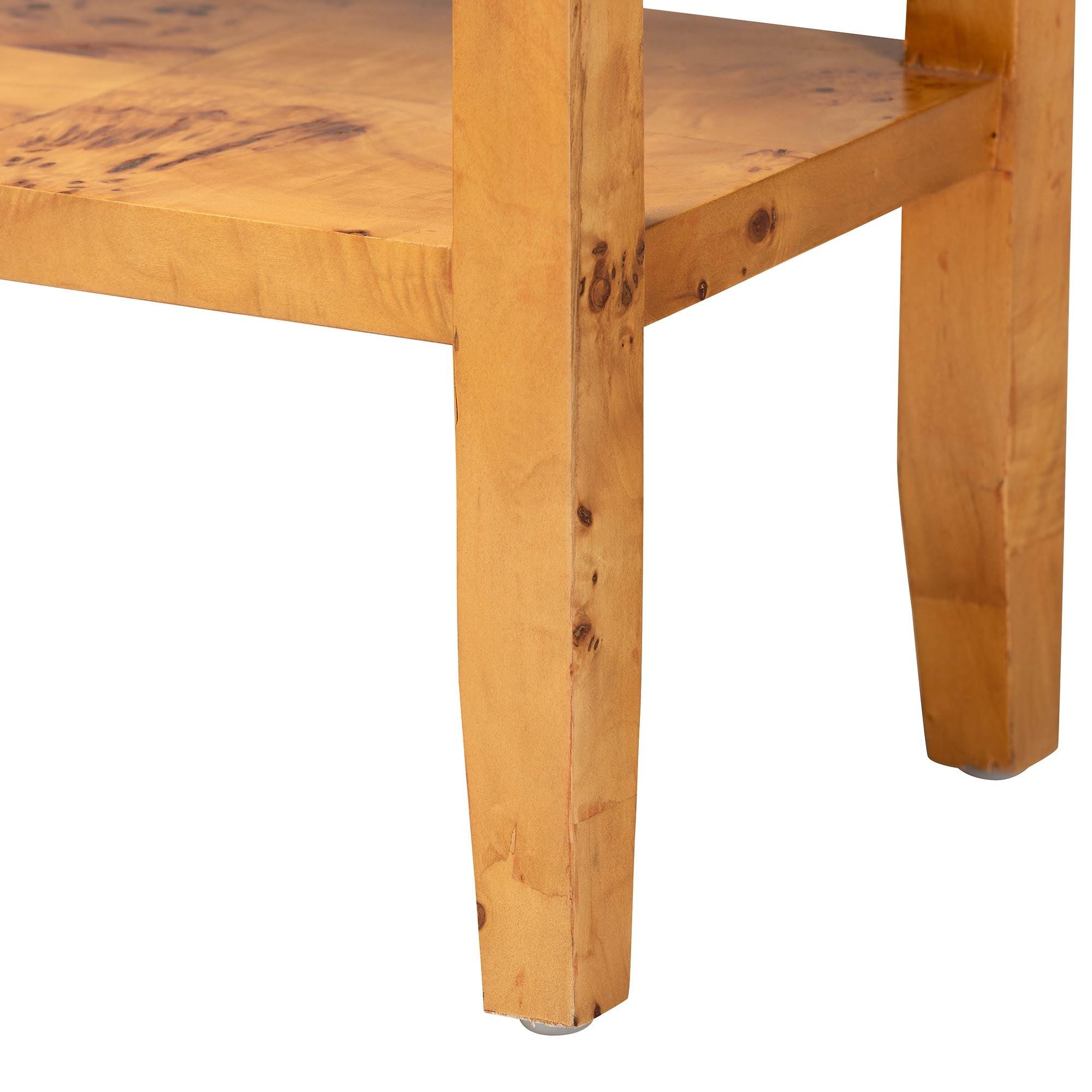 Bali & Pari Ghina Modern and Contemporary Light Mappa Real Burl Wood 2-Drawer Console Table
