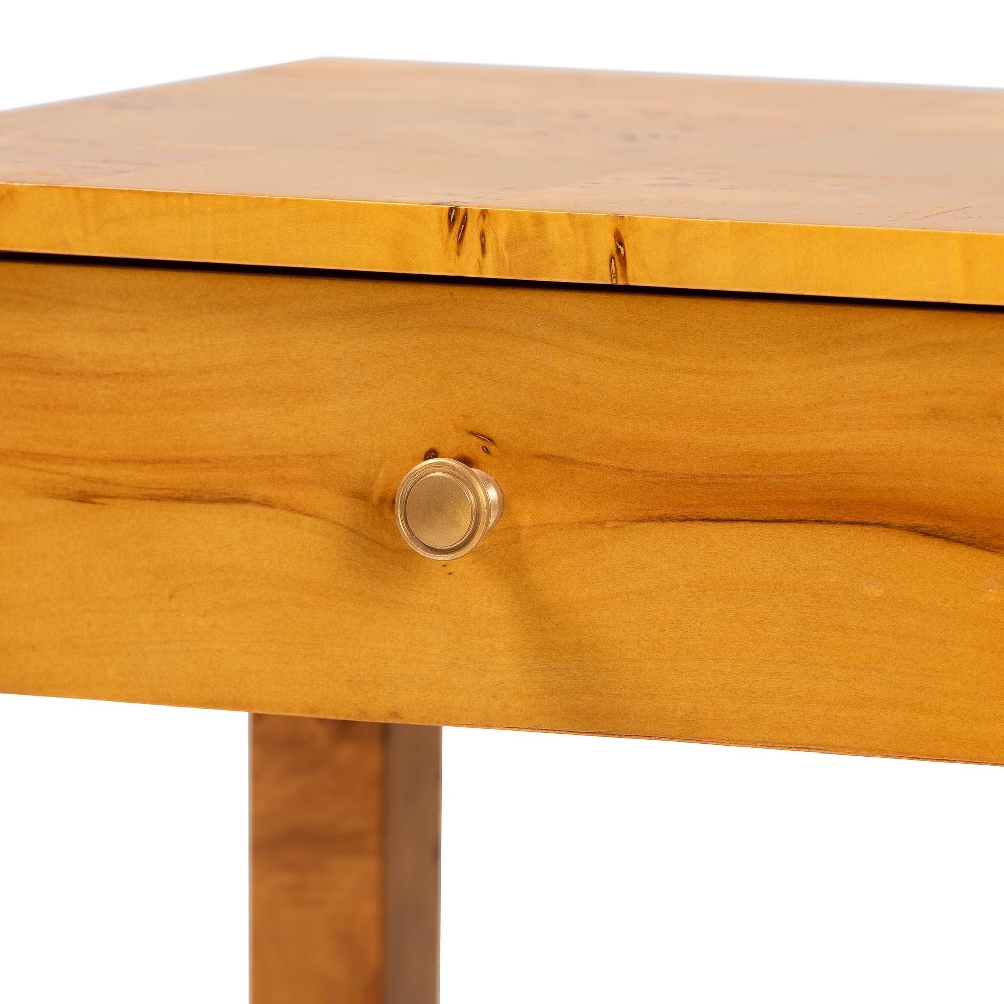 Bali & Pari Azmi Modern and Contemporary Light Mappa Real Burl Wood 2-Drawer Nightstand