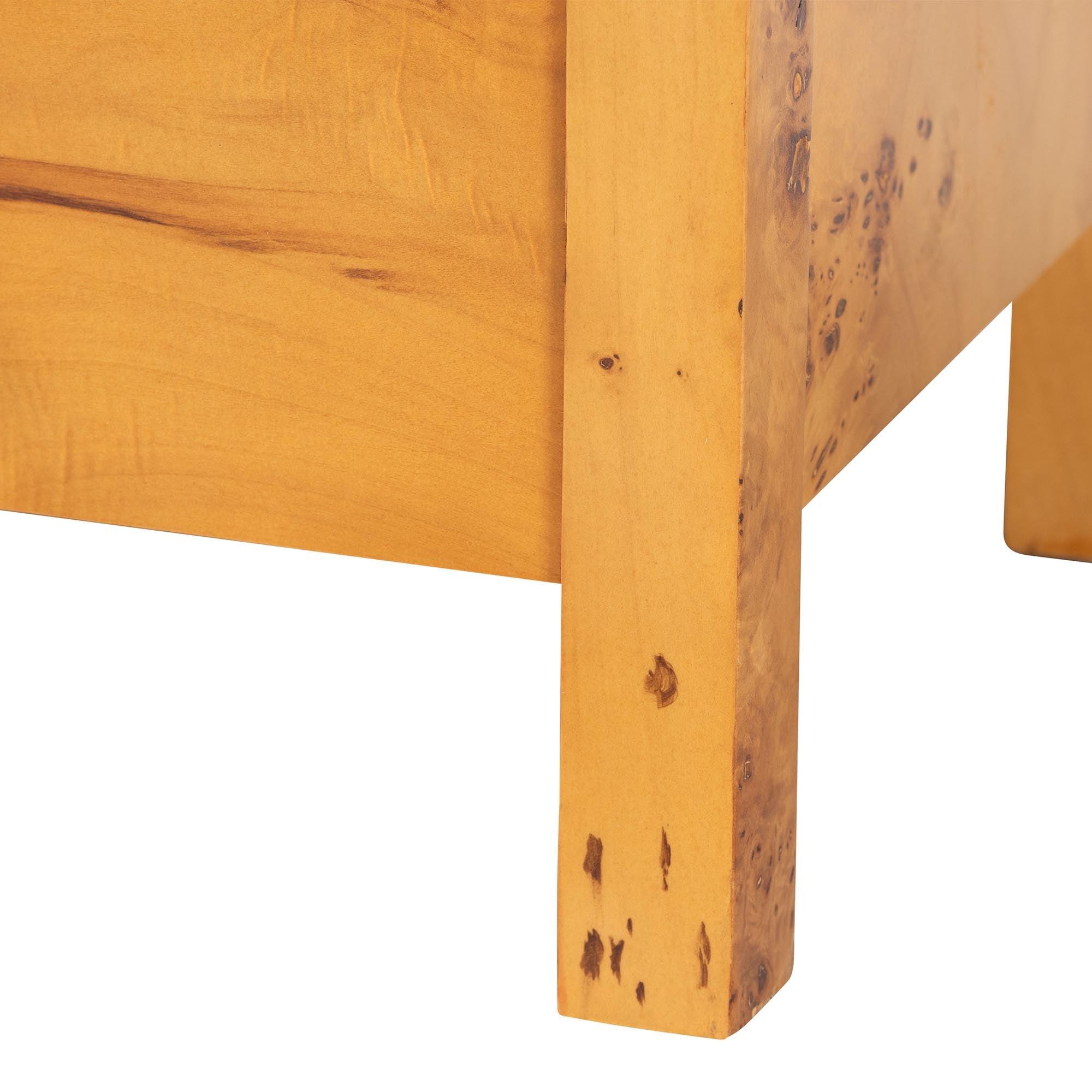 Bali & Pari Azmi Modern and Contemporary Light Mappa Real Burl Wood 2-Drawer Nightstand