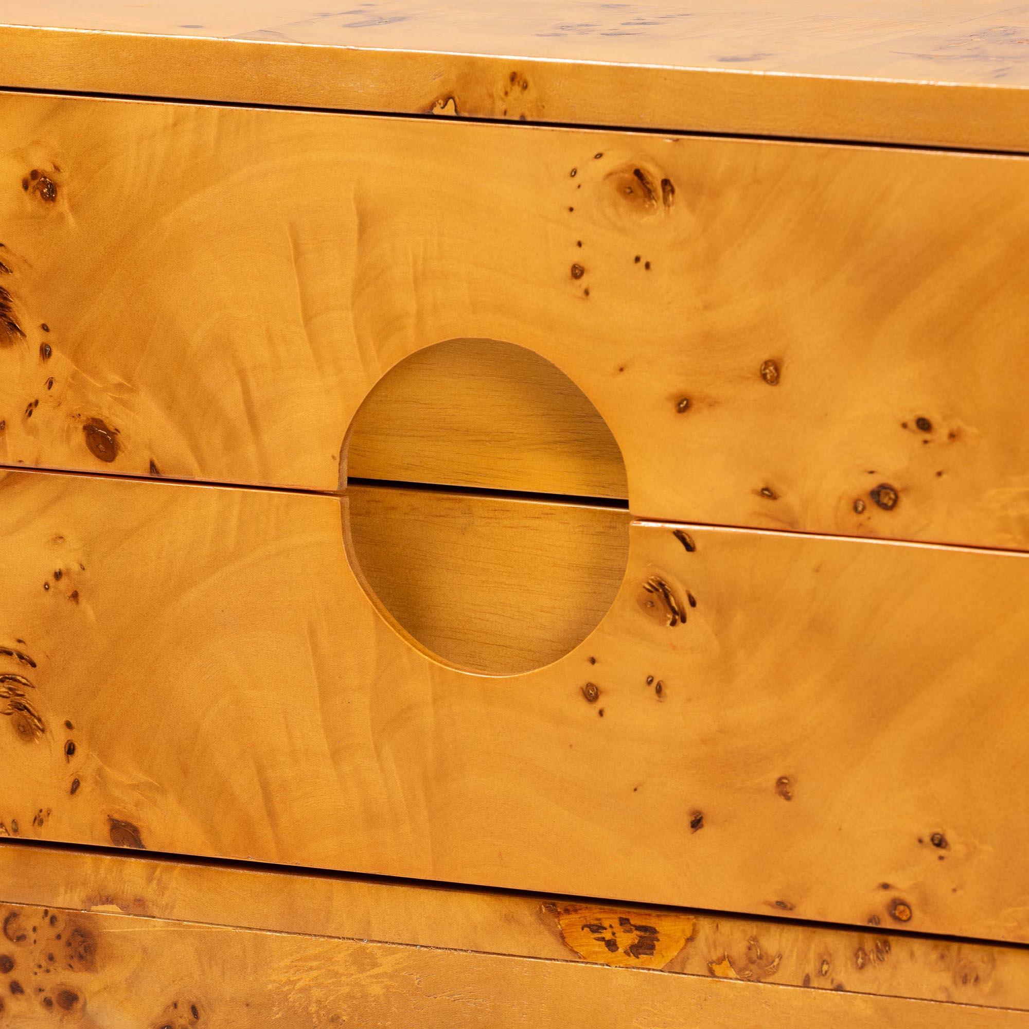 Bali & Pari Kayla Modern and Contemporary Light Mappa Real Burl Wood 2-Drawer Nightstand