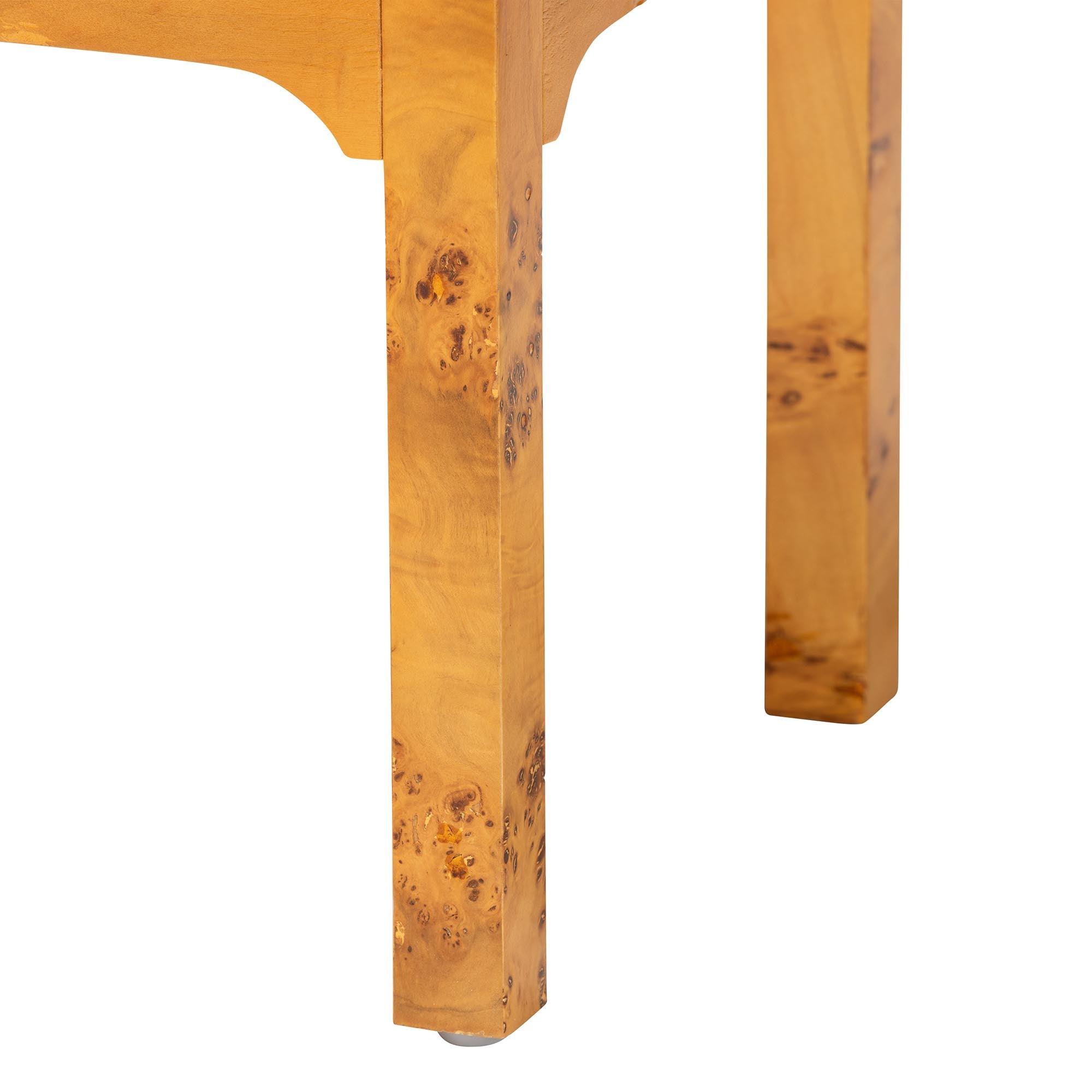Bali & Pari Kayla Modern and Contemporary Light Mappa Real Burl Wood 2-Drawer Nightstand
