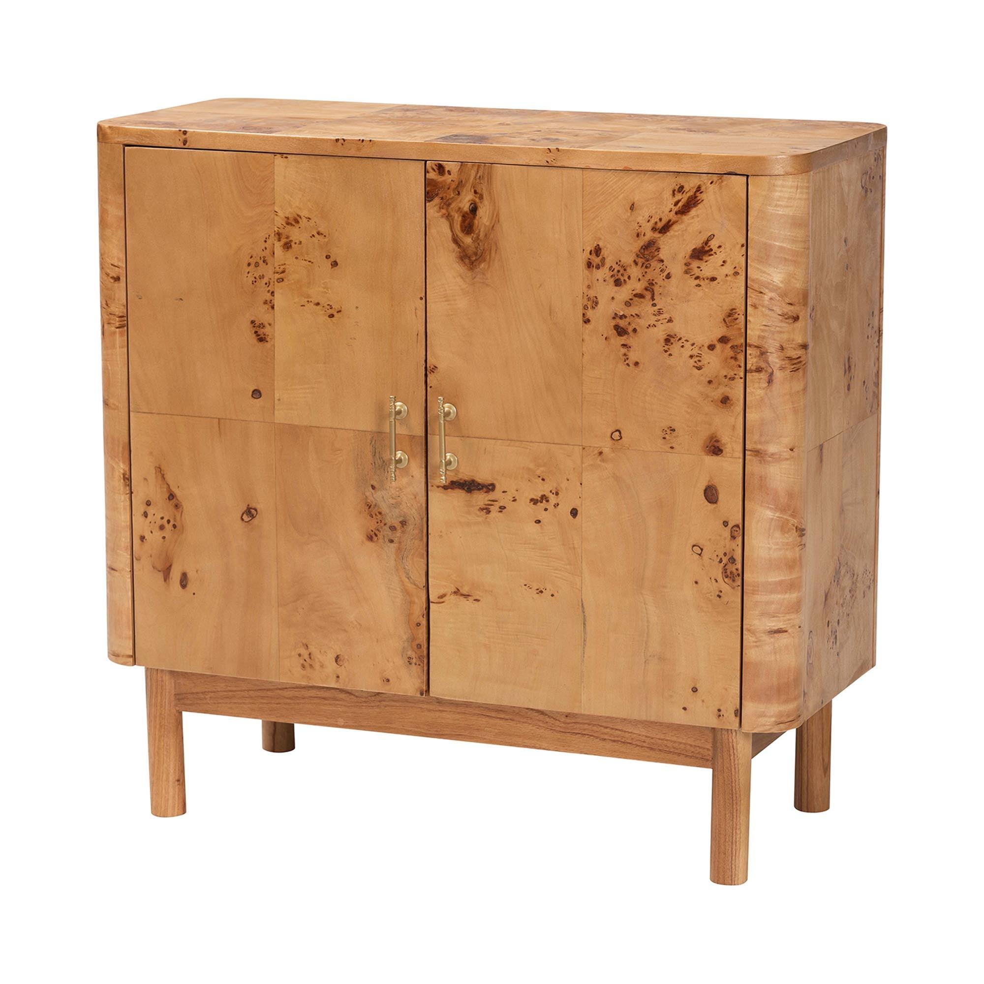 Bali & Pari Latika Modern and Contemporary Mappa Real Burl Wood Storage Cabinet