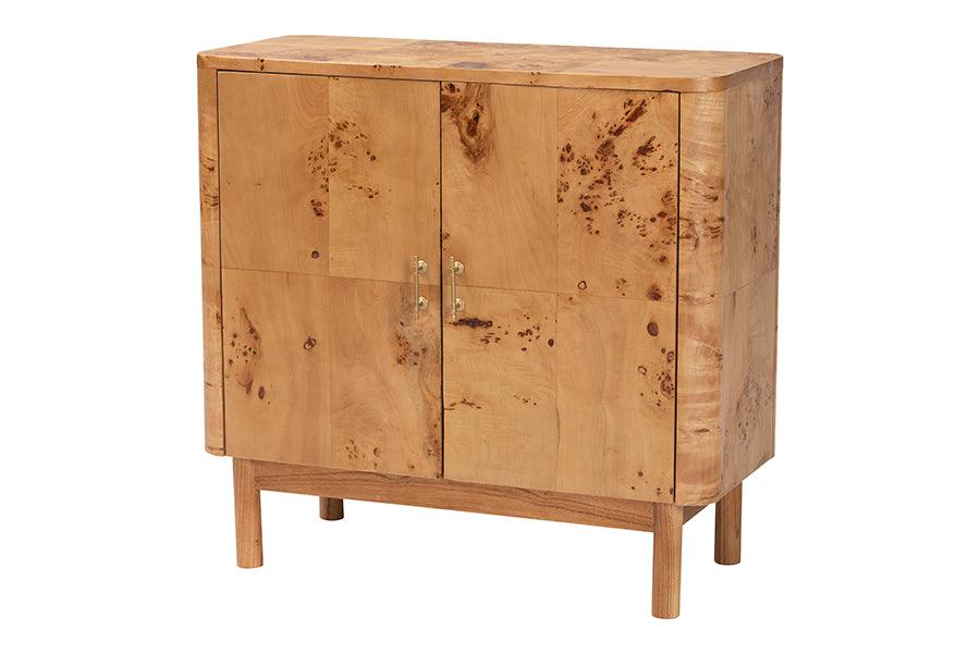 Bali & Pari Latika Modern and Contemporary Mappa Real Burl Wood Storage Cabinet