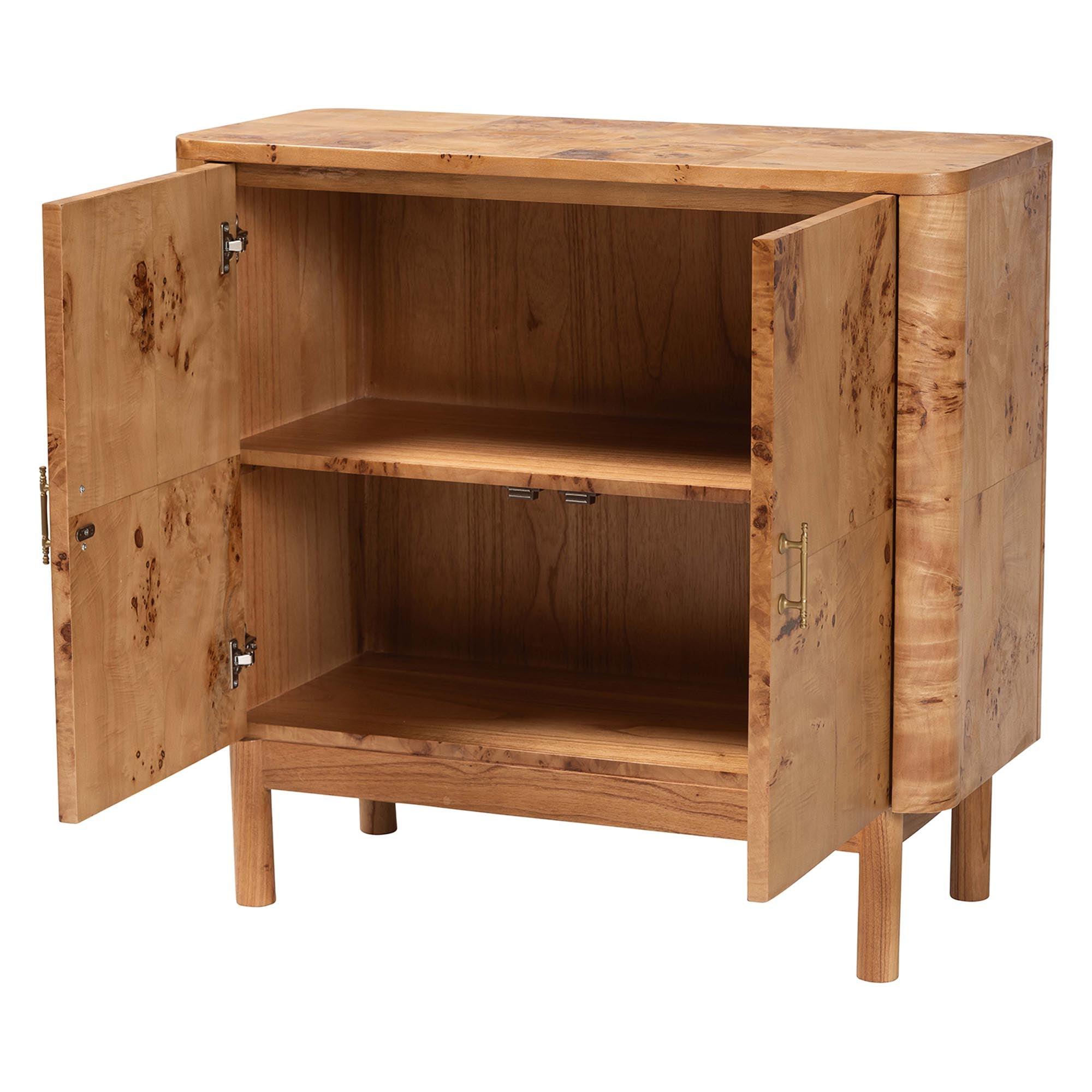 Bali & Pari Latika Modern and Contemporary Mappa Real Burl Wood Storage Cabinet