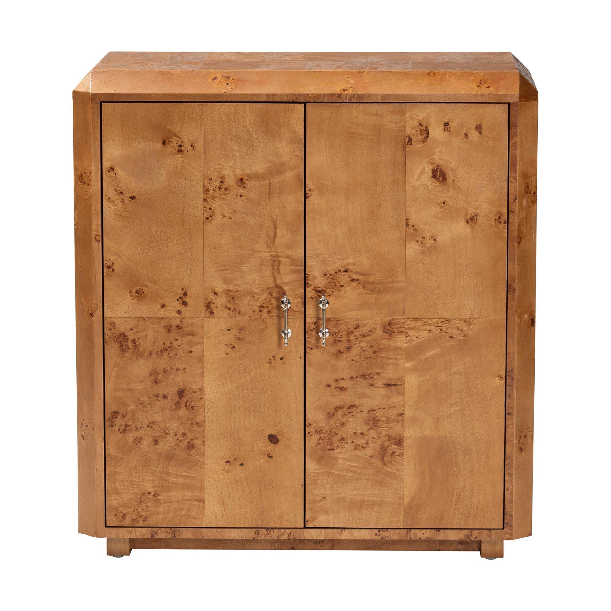 Bali & Pari Valora Modern and Contemporary Mappa Real Burl Wood 2-Door Console Cabinet