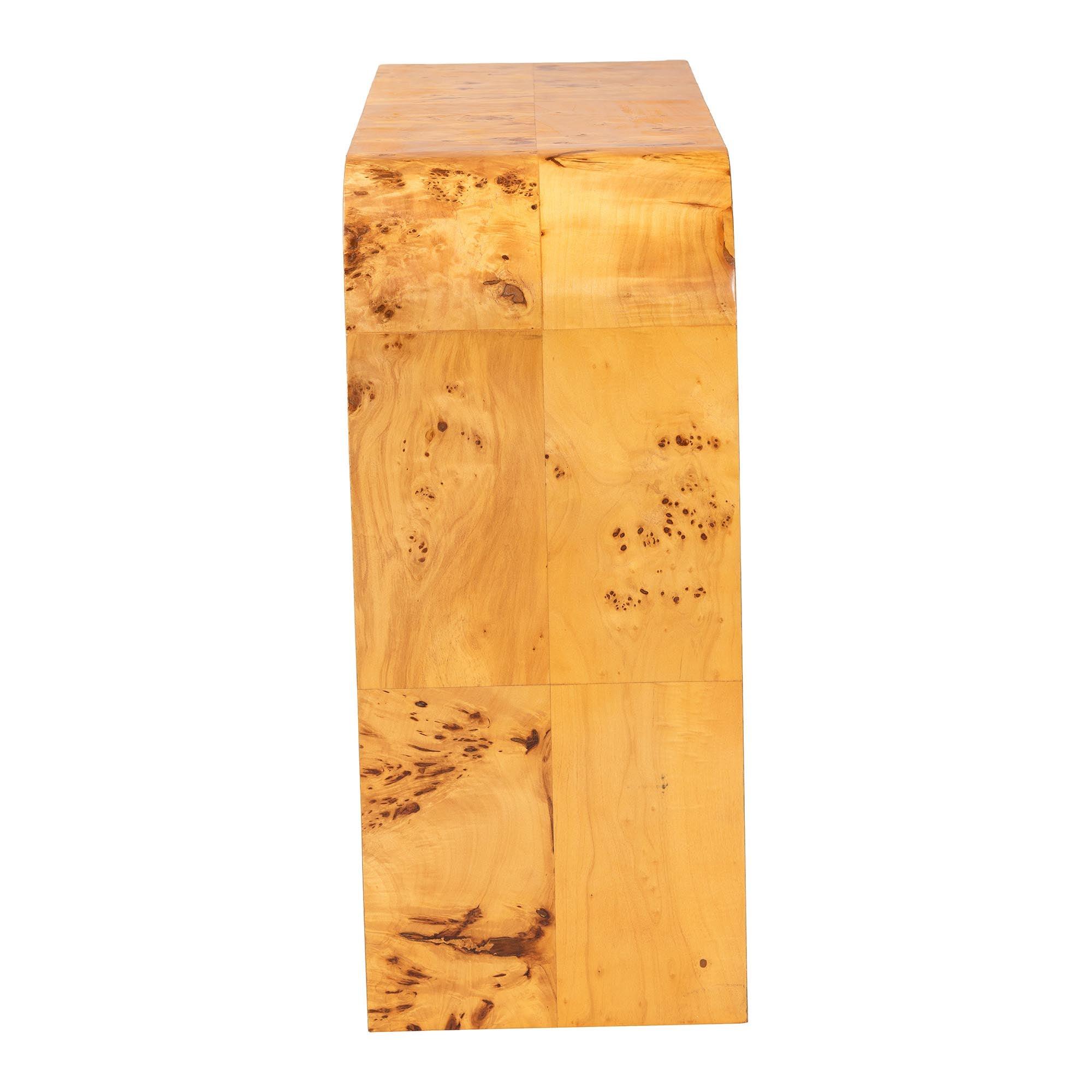 Bali & Pari Revelle Modern and Contemporary Light Mappa Real Burl Wood Console Table