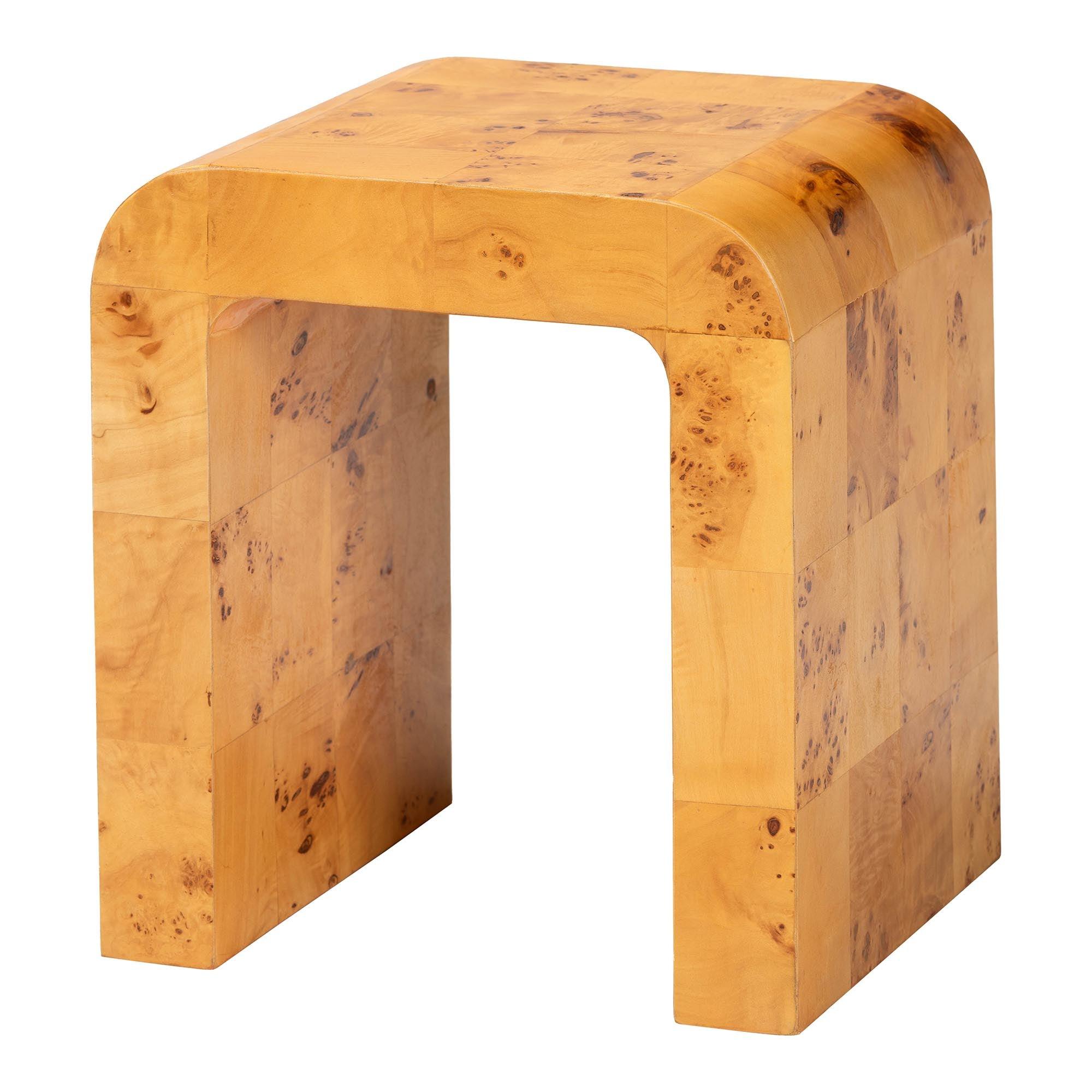 Bali & Pari Revelle Modern and Contemporary Light Mappa Real Burl Wood End Table