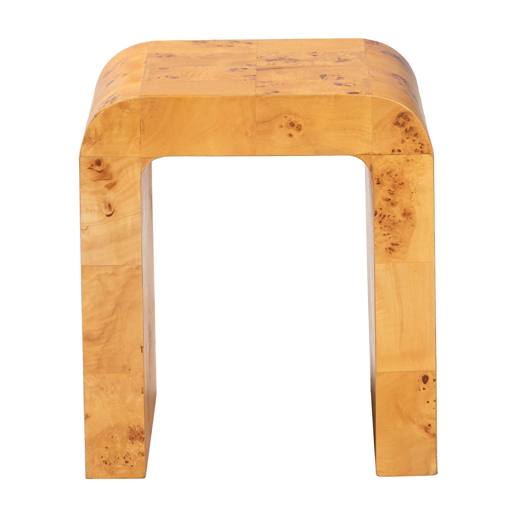 Bali & Pari Revelle Modern and Contemporary Light Mappa Real Burl Wood End Table