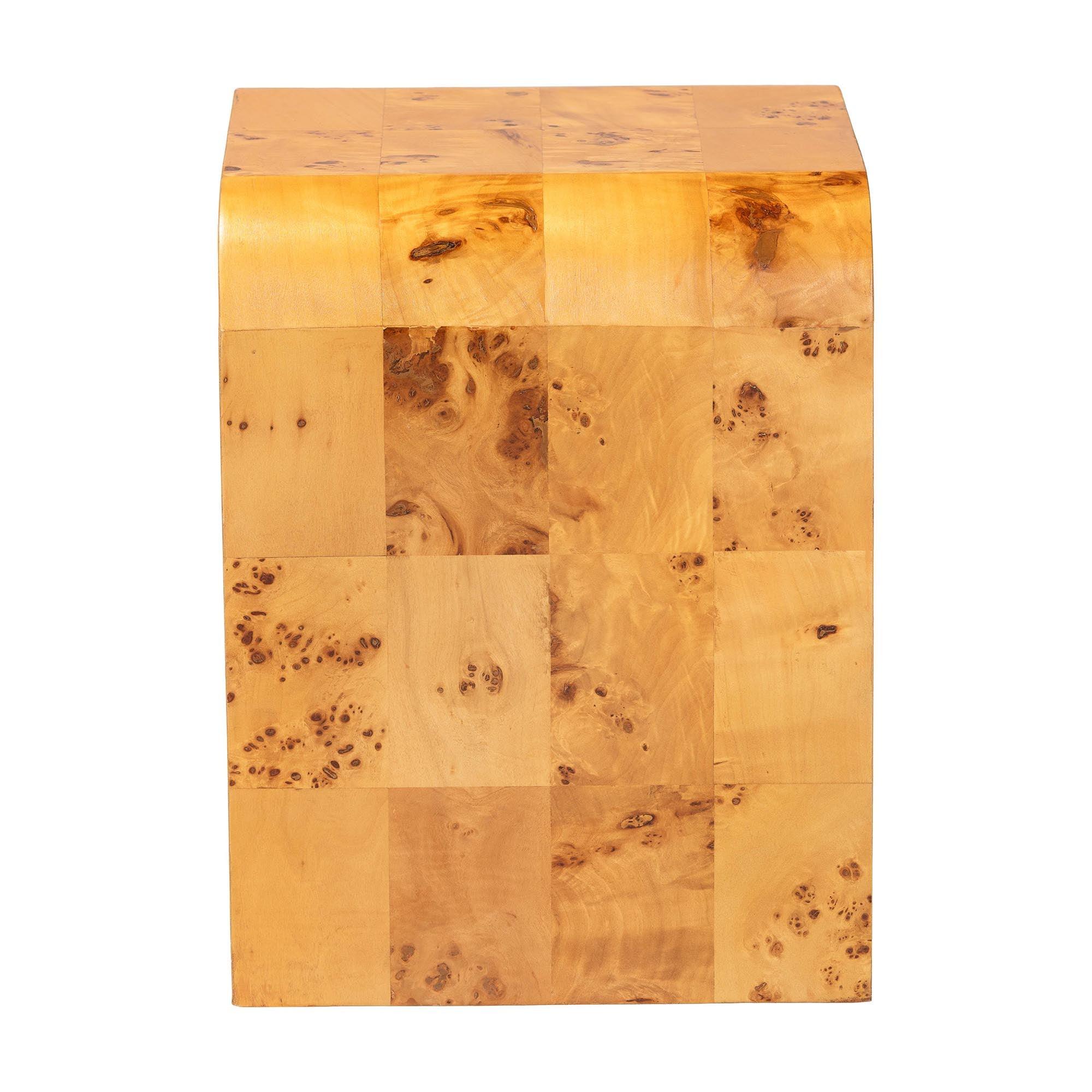 Bali & Pari Revelle Modern and Contemporary Light Mappa Real Burl Wood End Table