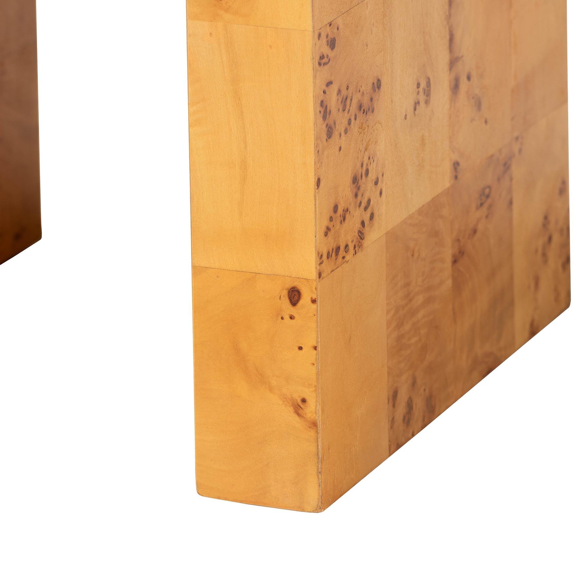 Bali & Pari Revelle Modern and Contemporary Light Mappa Real Burl Wood End Table