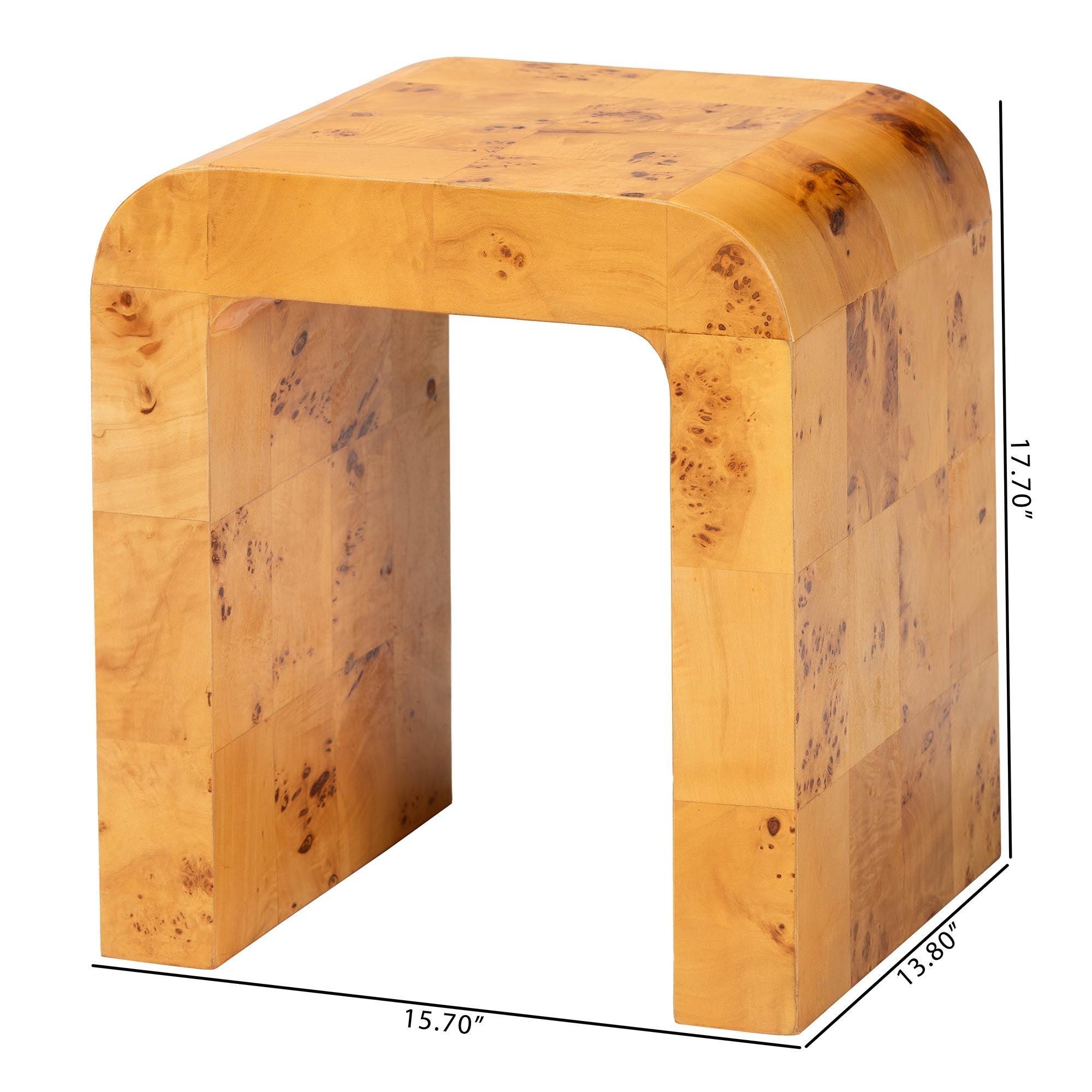 Bali & Pari Revelle Modern and Contemporary Light Mappa Real Burl Wood End Table