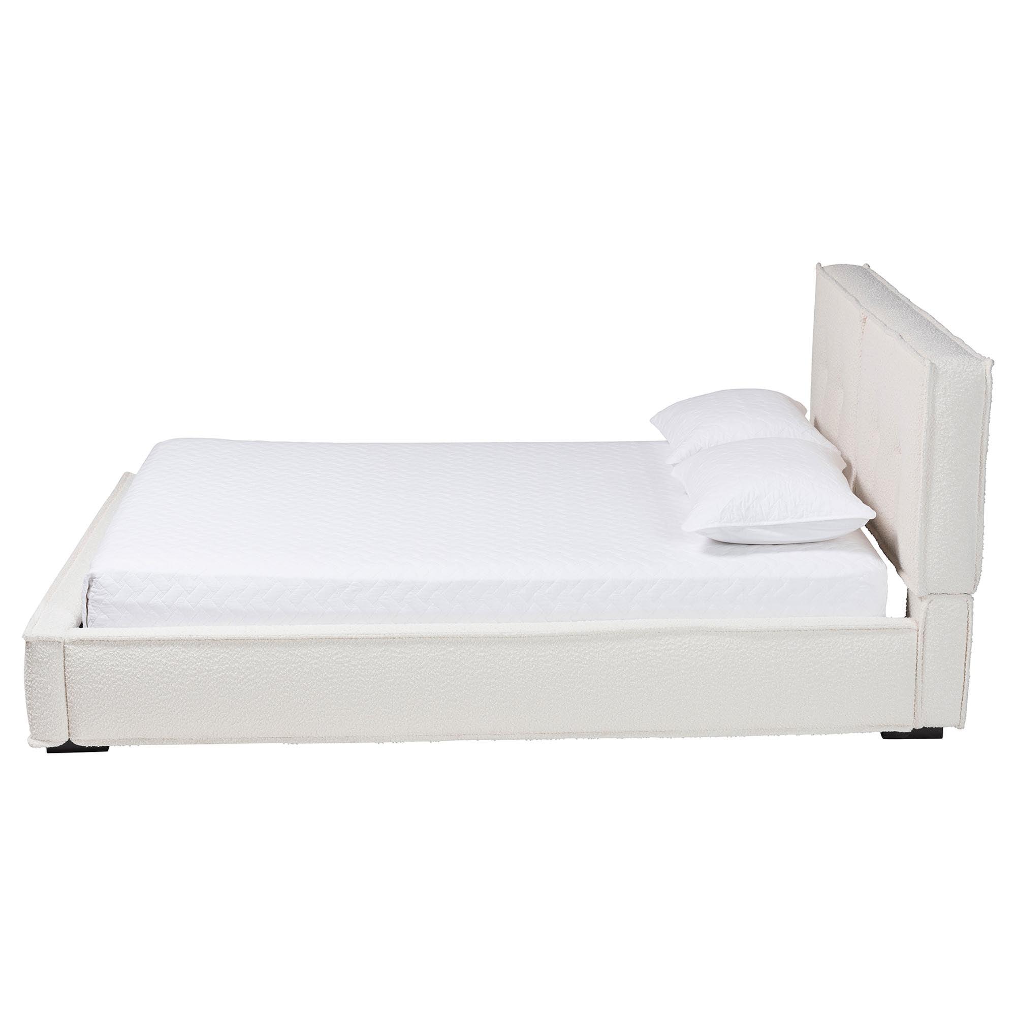 Laverick Modern Cream Boucle Platform Bed