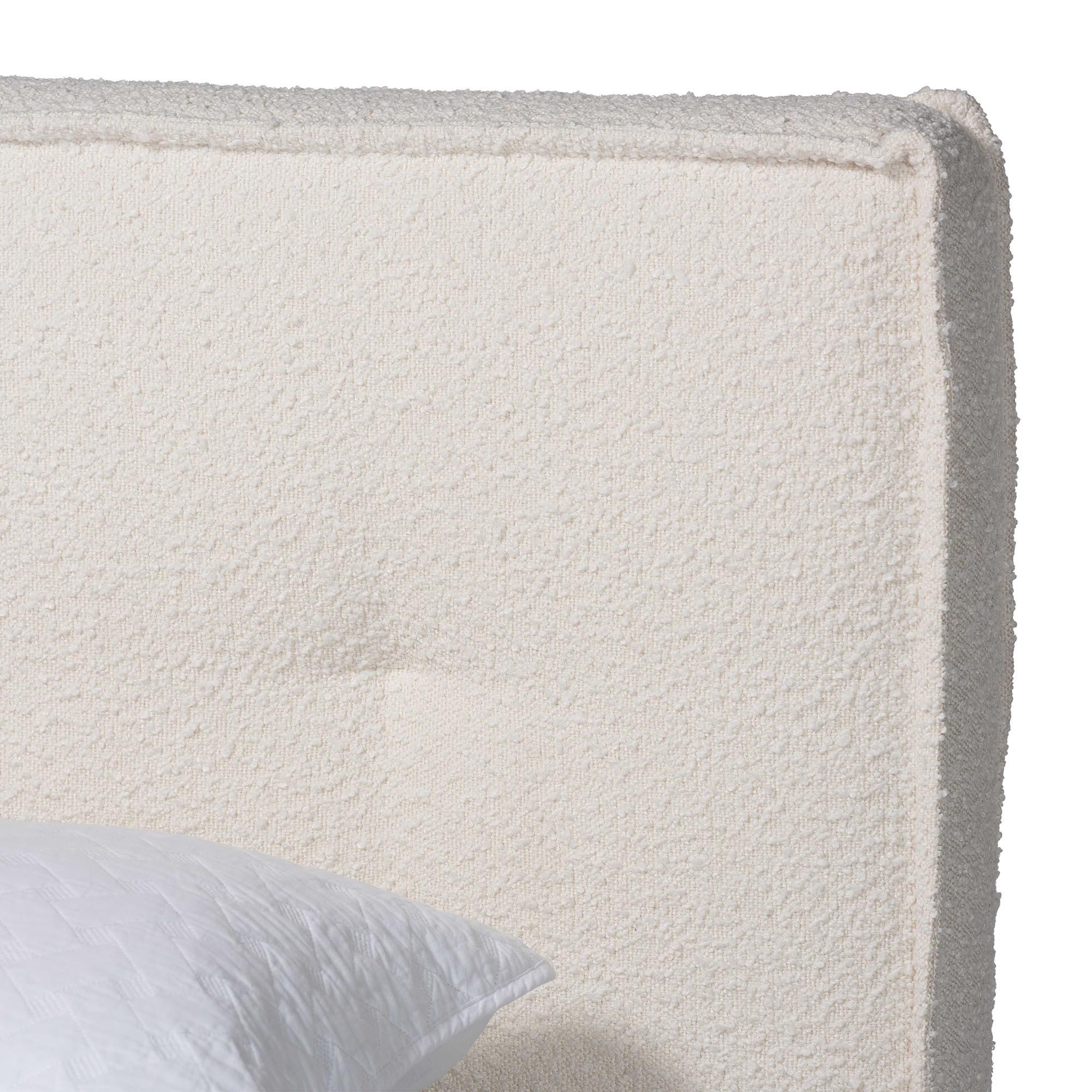 Laverick Modern Cream Boucle Platform Bed