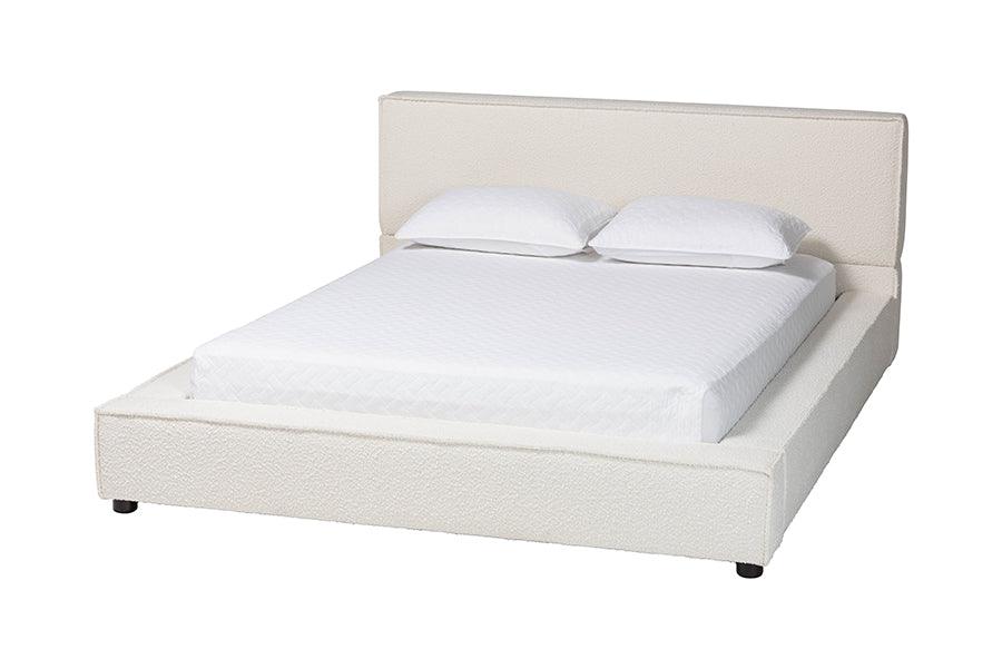 Bardia Modern Cream Boucle Platform Bed