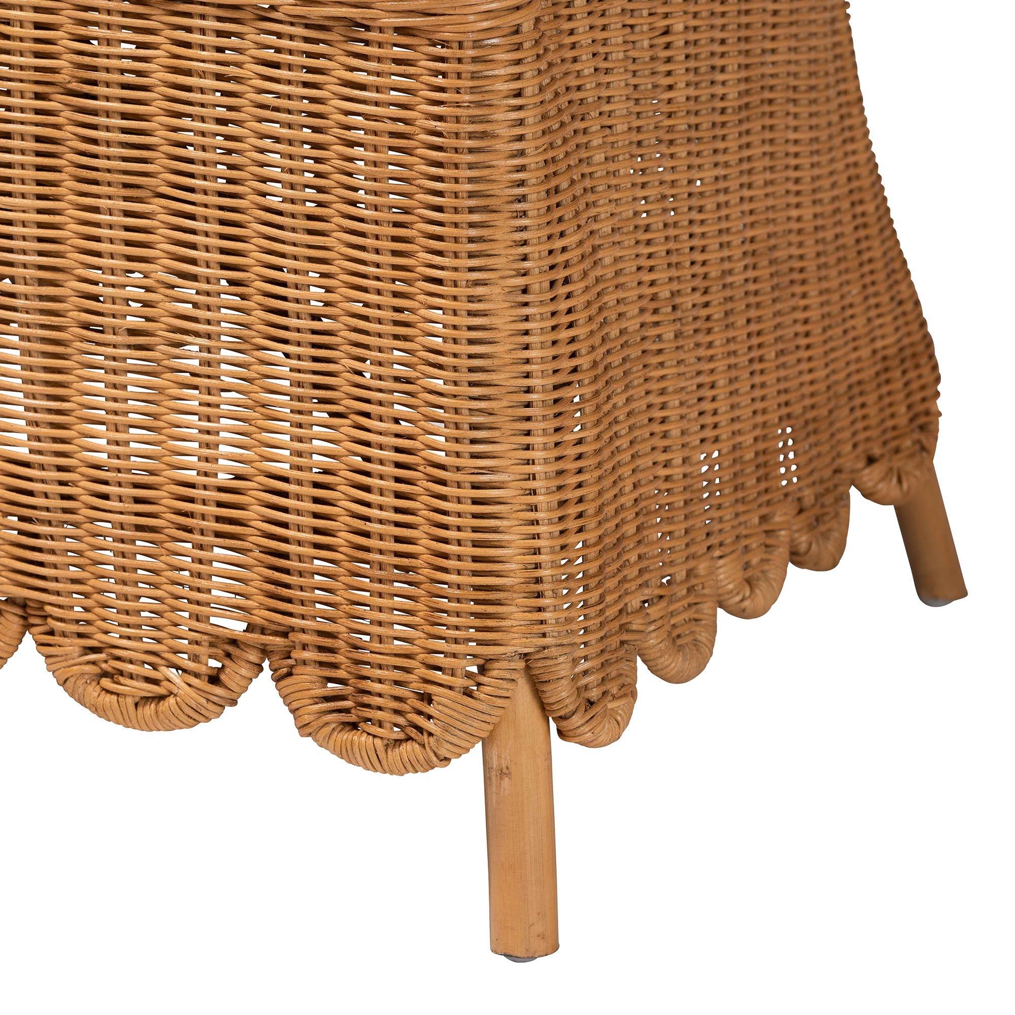 Bali & Pari Teresa Bohemian Light Honey Scalloped Rattan Arm Chair