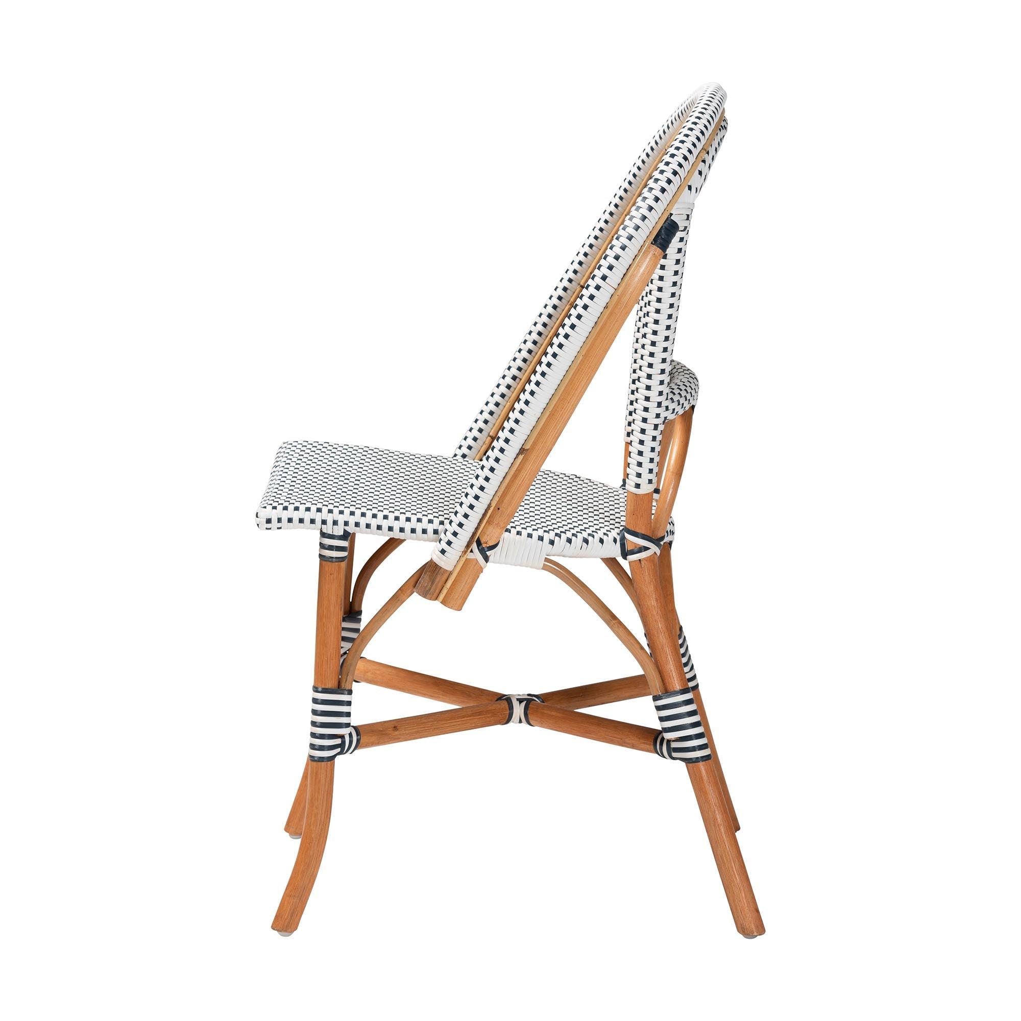 Bali & Pari Genica Classic French Two-Tone and Weaving and Rattan Bistro Chair