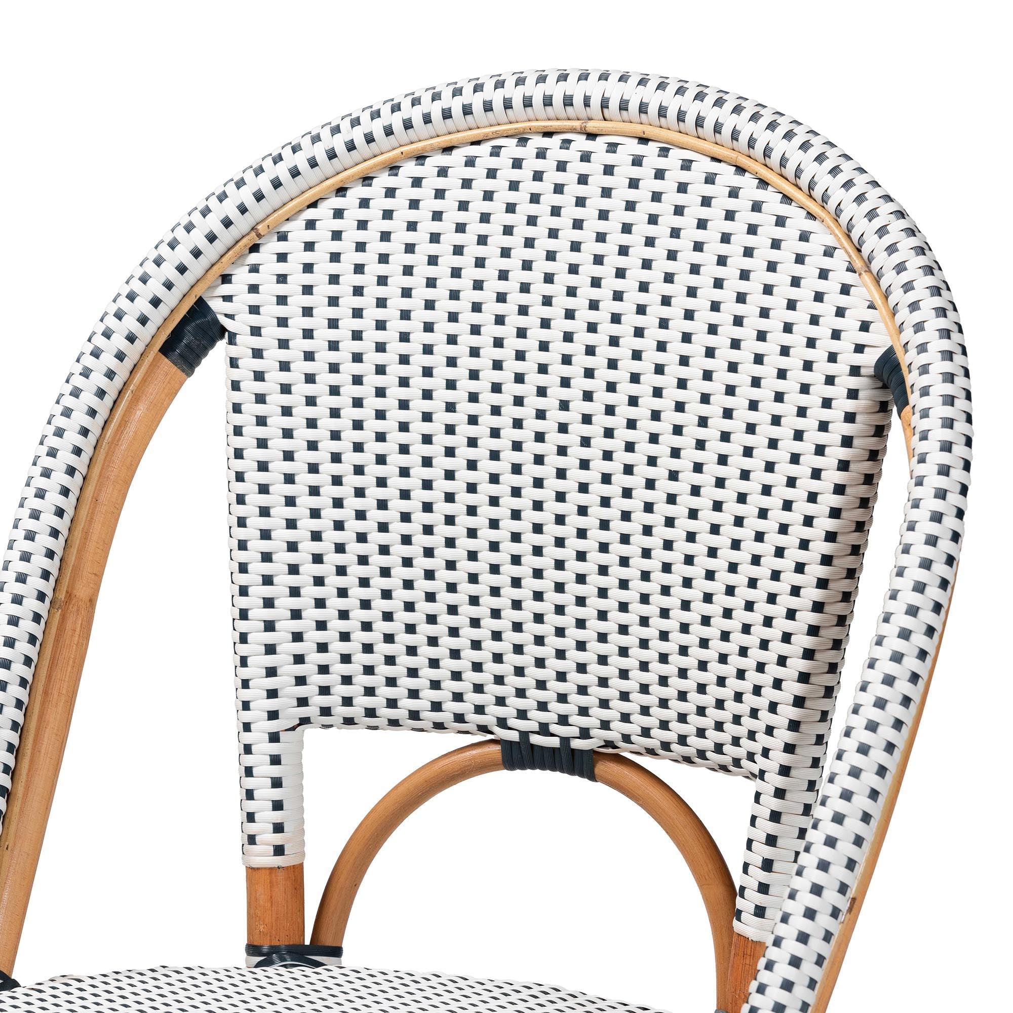 Bali & Pari Genica Classic French Two-Tone and Weaving and Rattan Bistro Chair