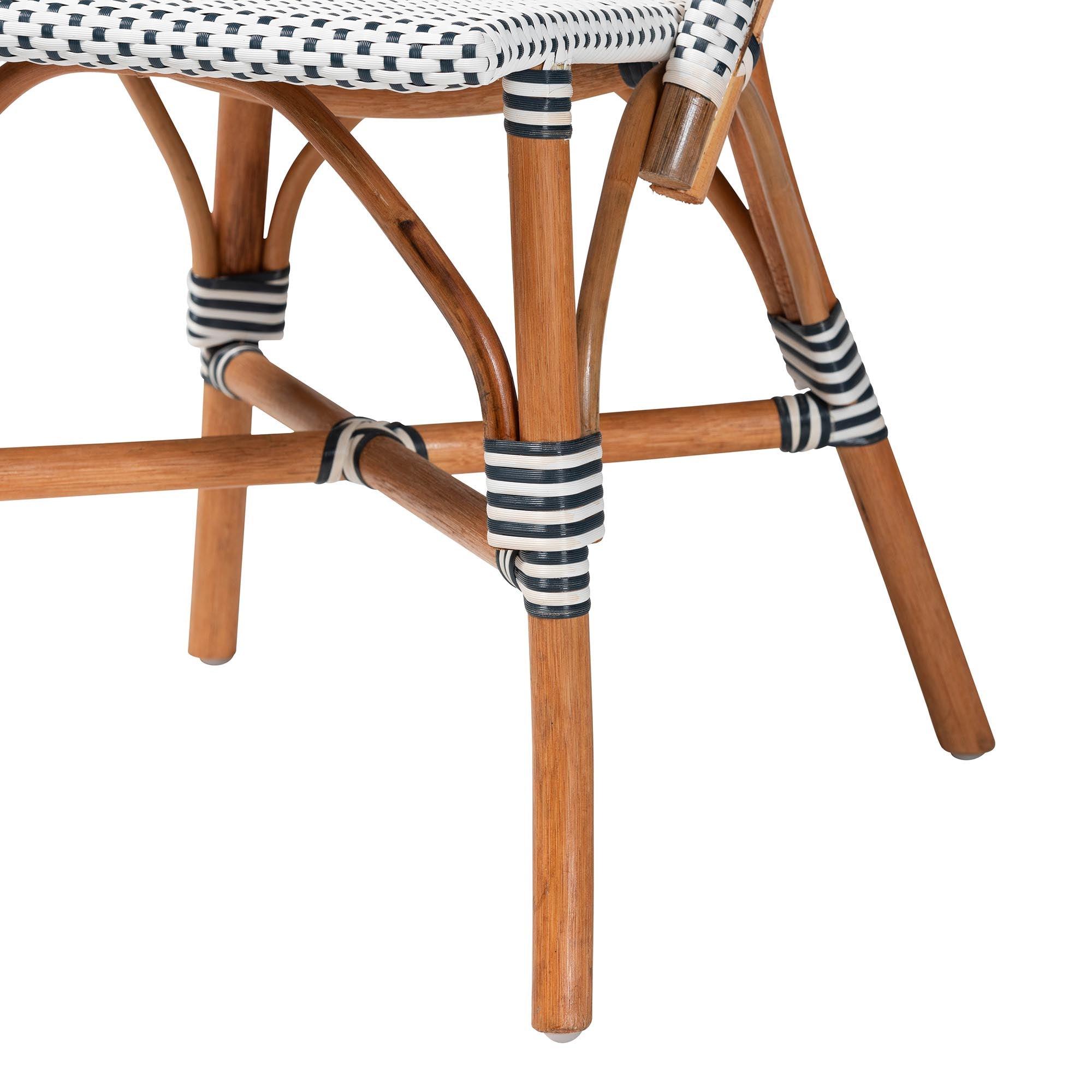 Bali & Pari Genica Classic French Two-Tone and Weaving and Rattan Bistro Chair