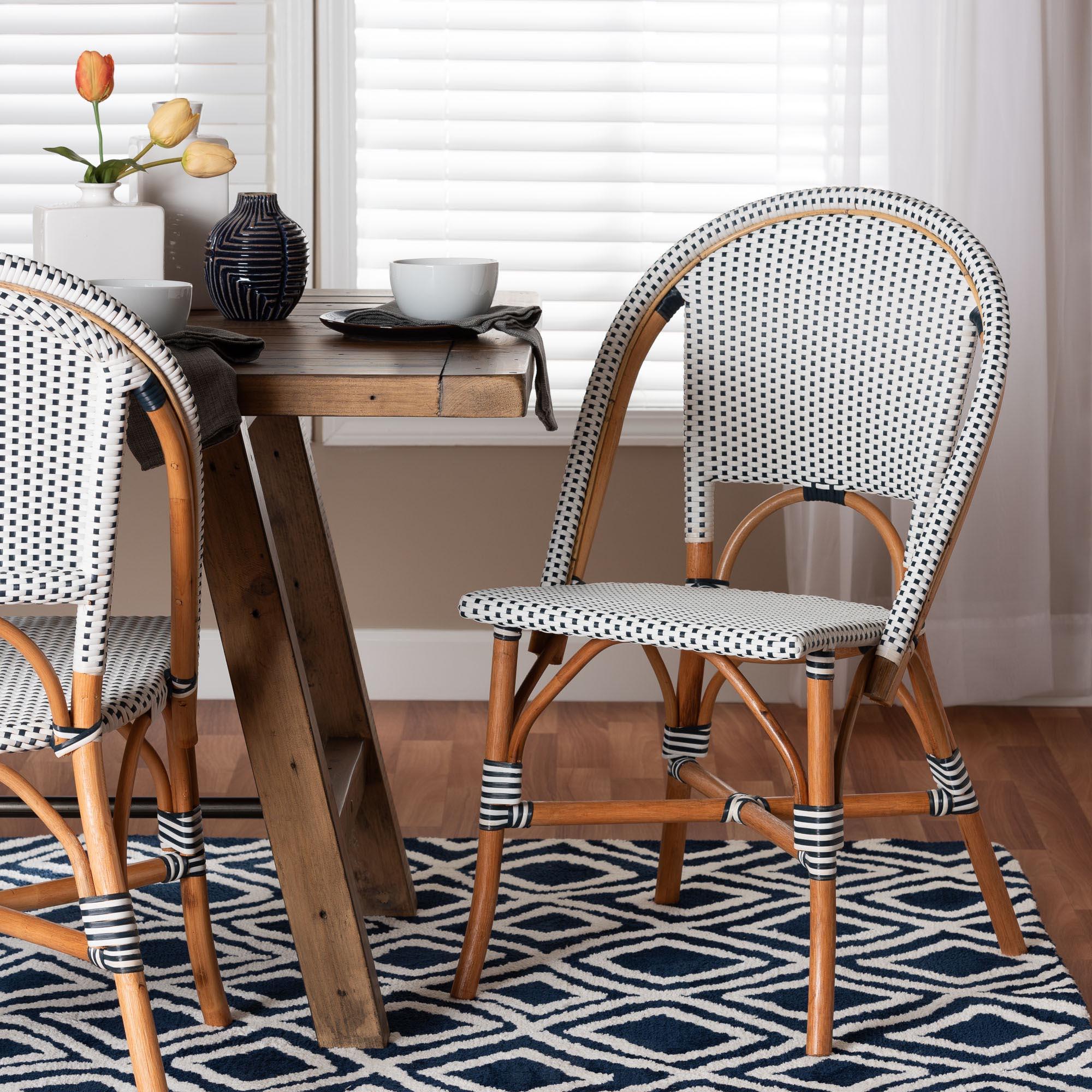 bali & pari Genica Classic French Two-Tone and Weaving and Rattan Bistro Chair