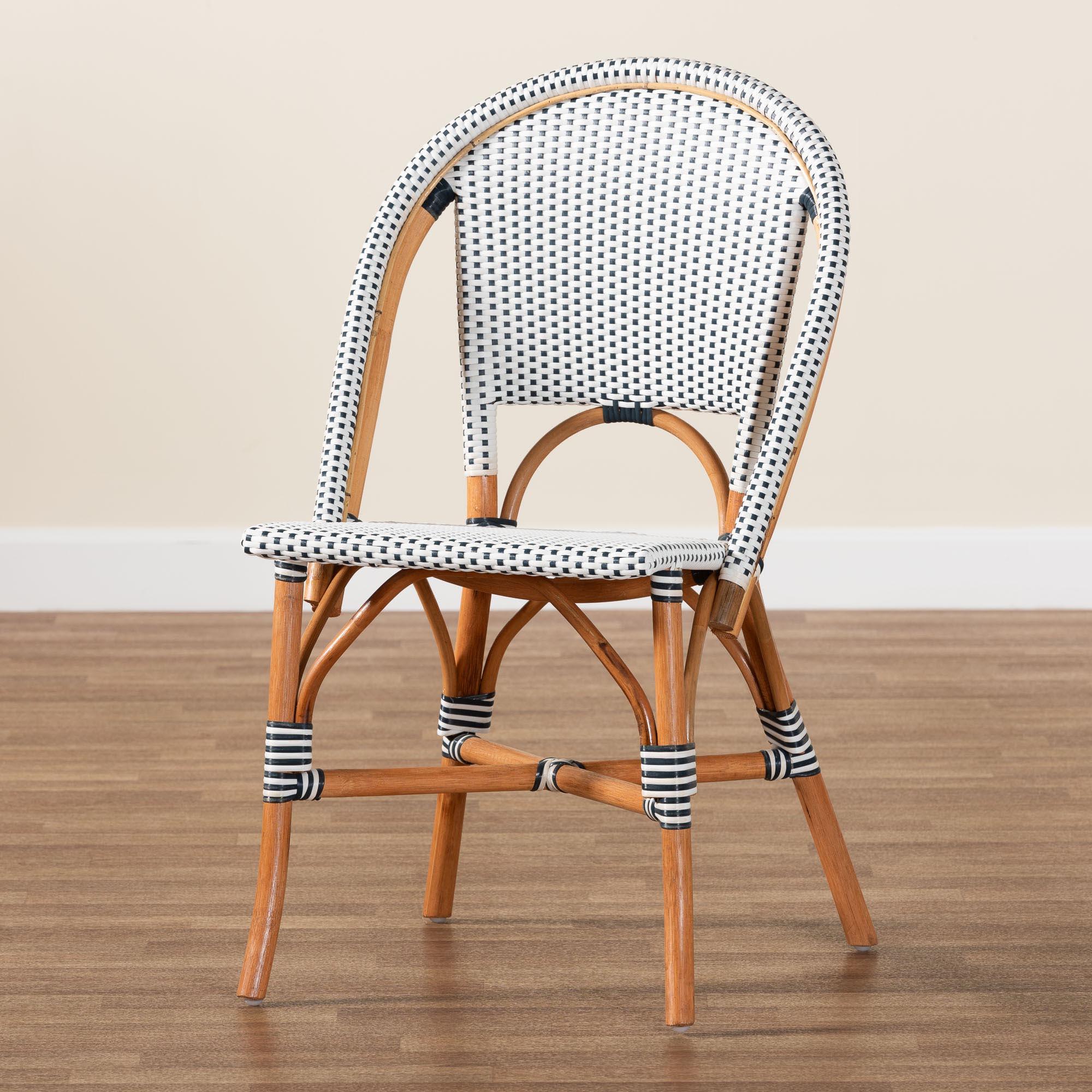 bali & pari Genica Classic French Two-Tone and Weaving and Rattan Bistro Chair
