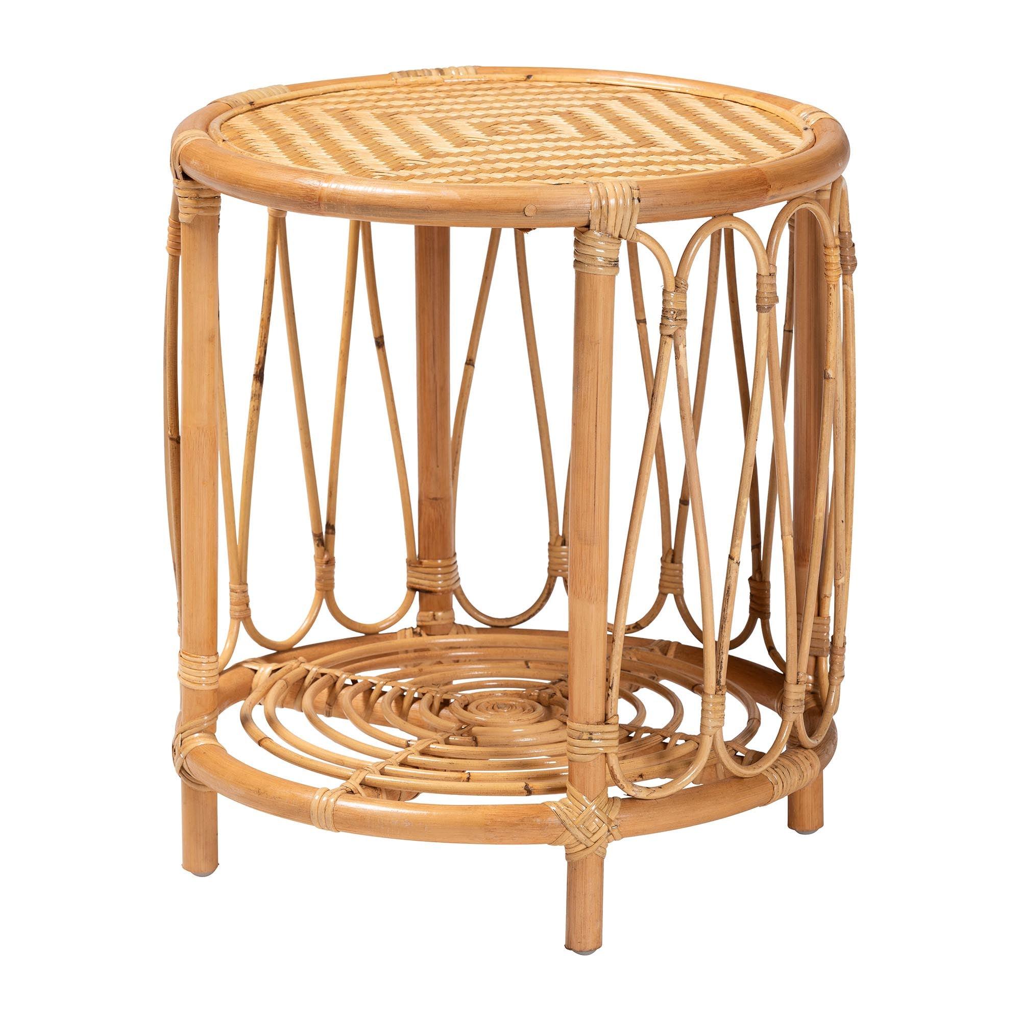 Bali & Pari Berilo Bohemian Light Honey Rattan End Table