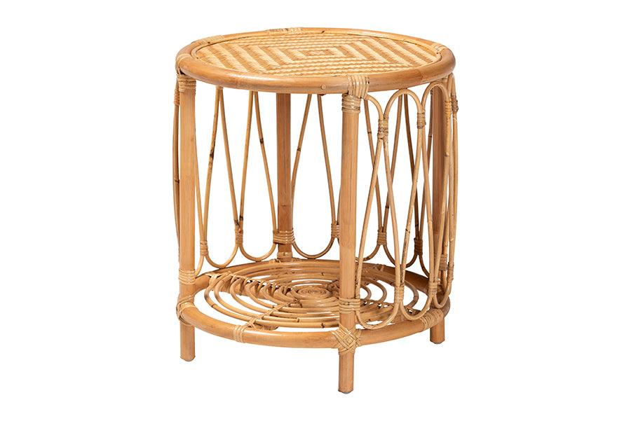 Bali & Pari Berilo Bohemian Light Honey Rattan End Table