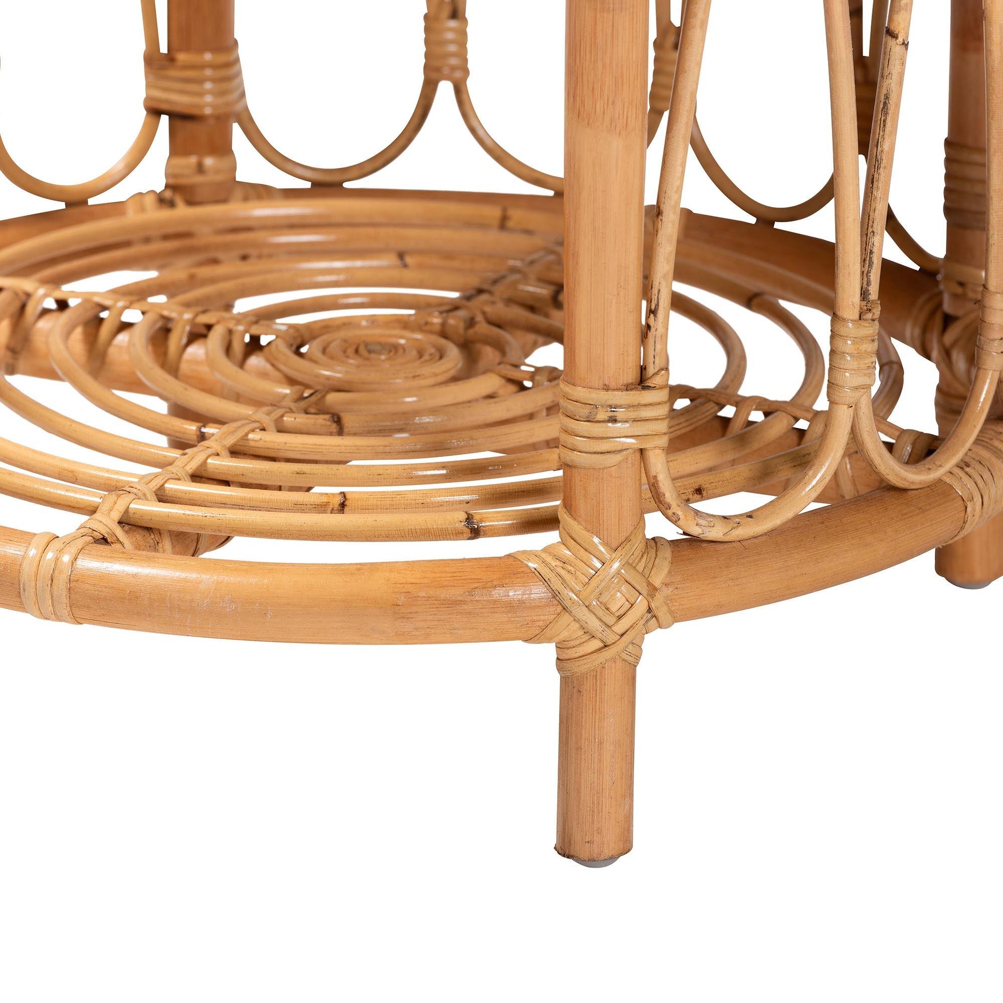 Bali & Pari Berilo Bohemian Light Honey Rattan End Table