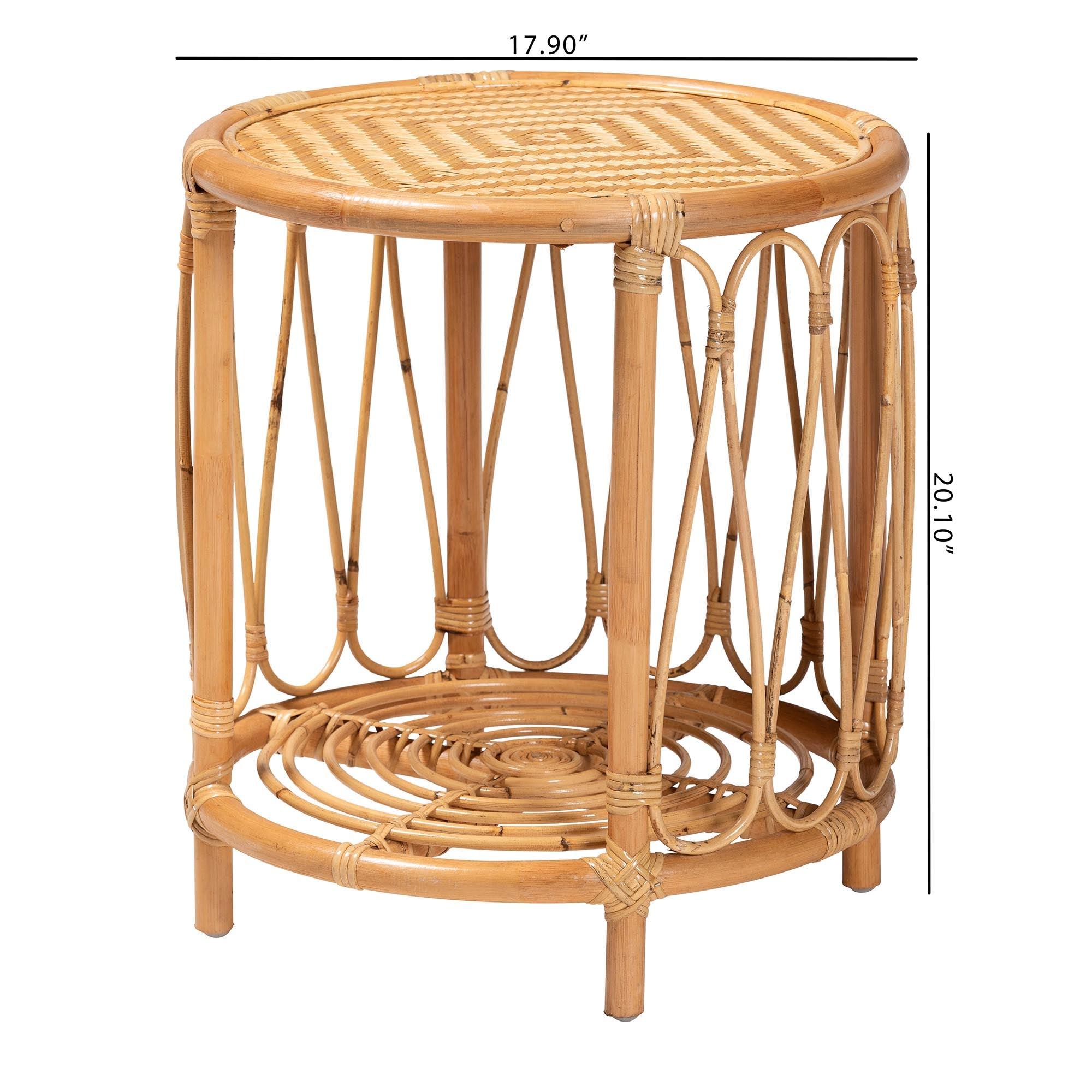 Bali & Pari Berilo Bohemian Light Honey Rattan End Table