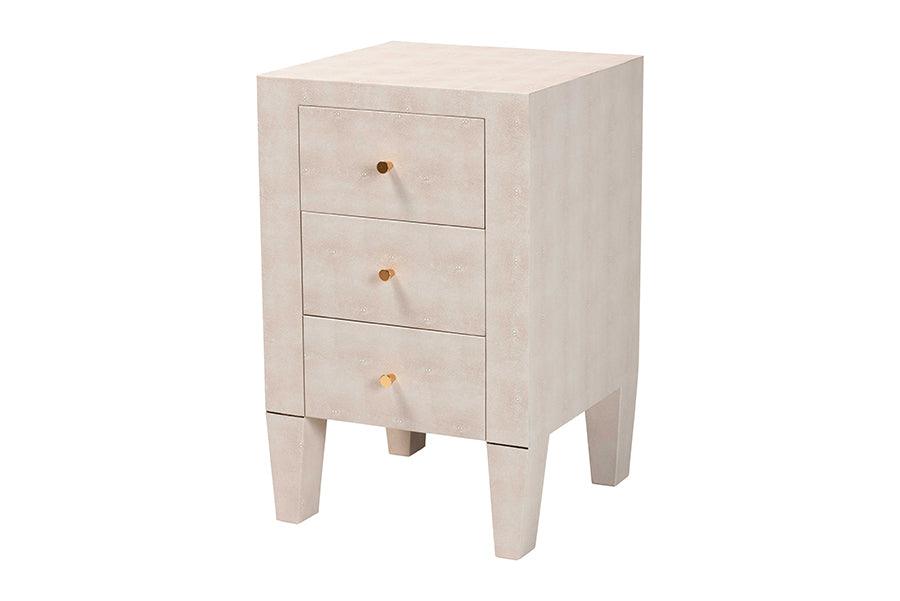 Leyna Modern Faux Shagreen 3-Drawer End Table