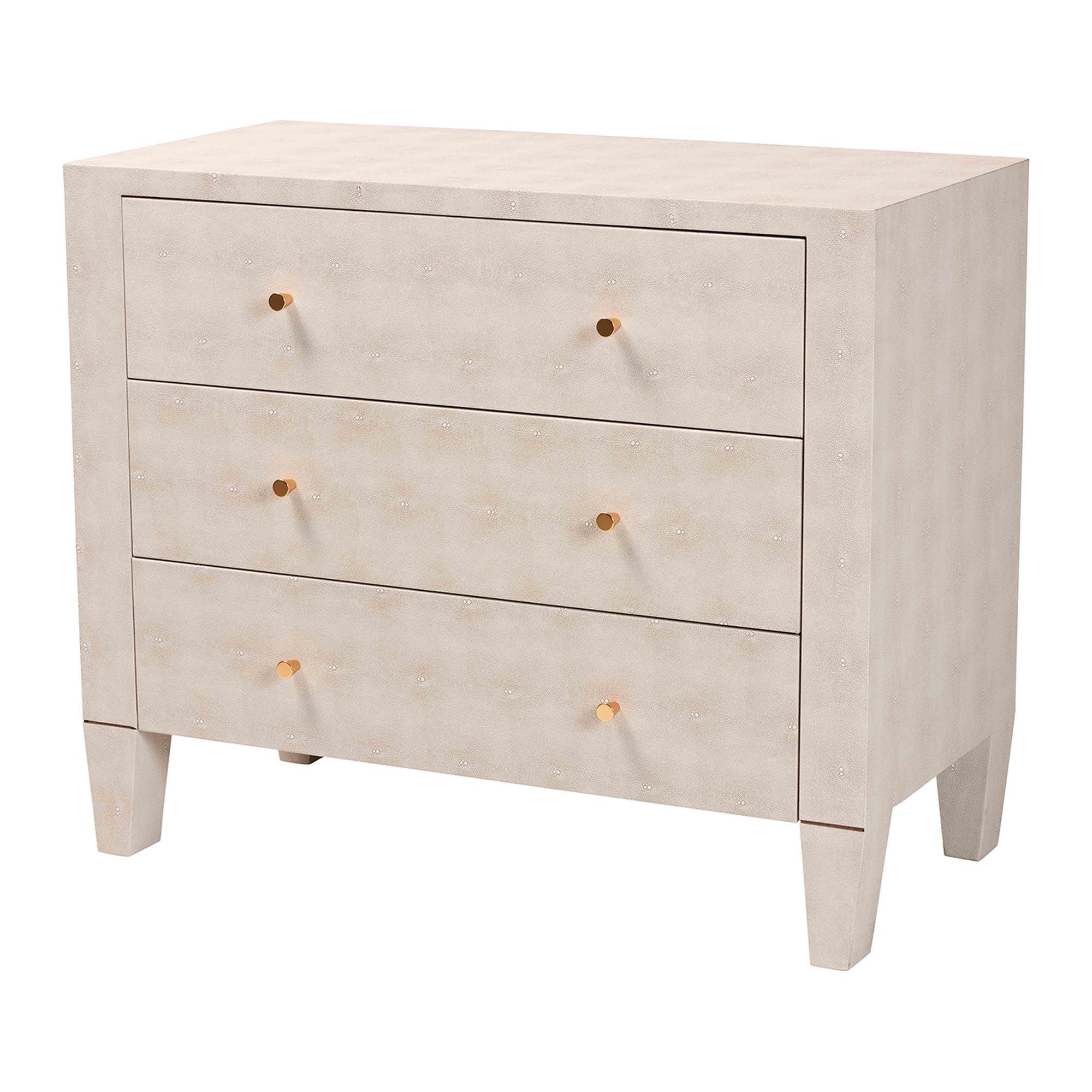Leyna Modern Faux Shagreen 3-Drawer Storage Cabinet