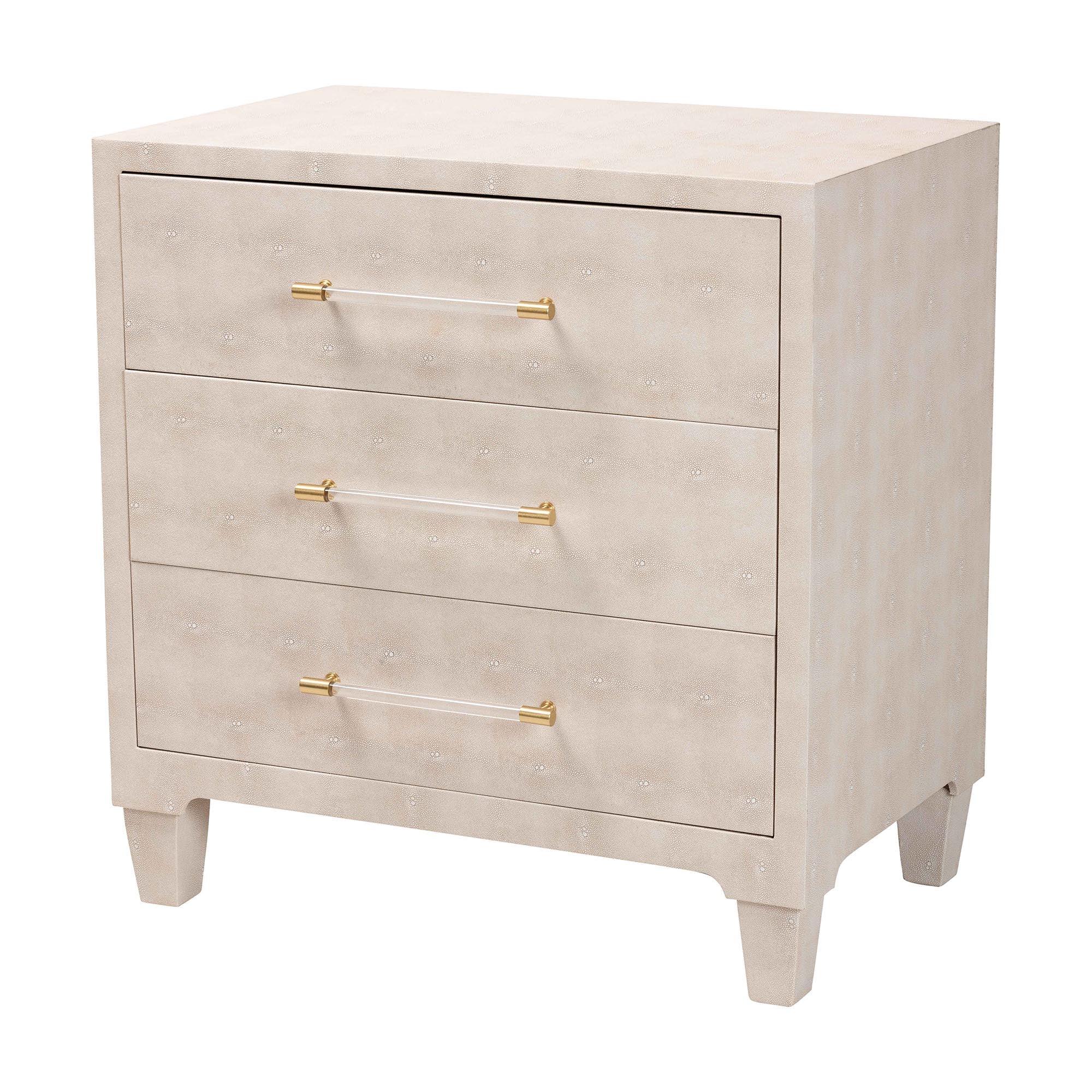 Nira Modern Faux Shagreen 3-Drawer Storage Cabinet
