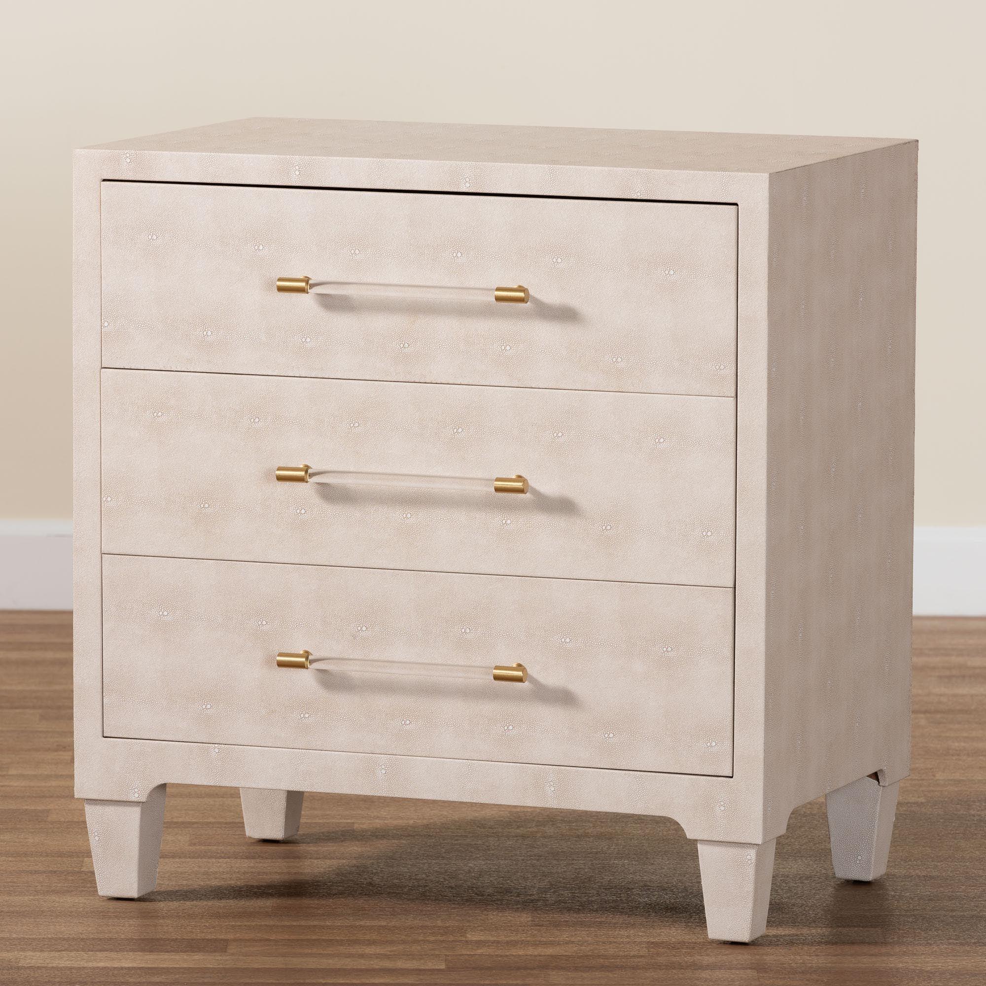 Nira Modern Faux Shagreen 3-Drawer Storage Cabinet