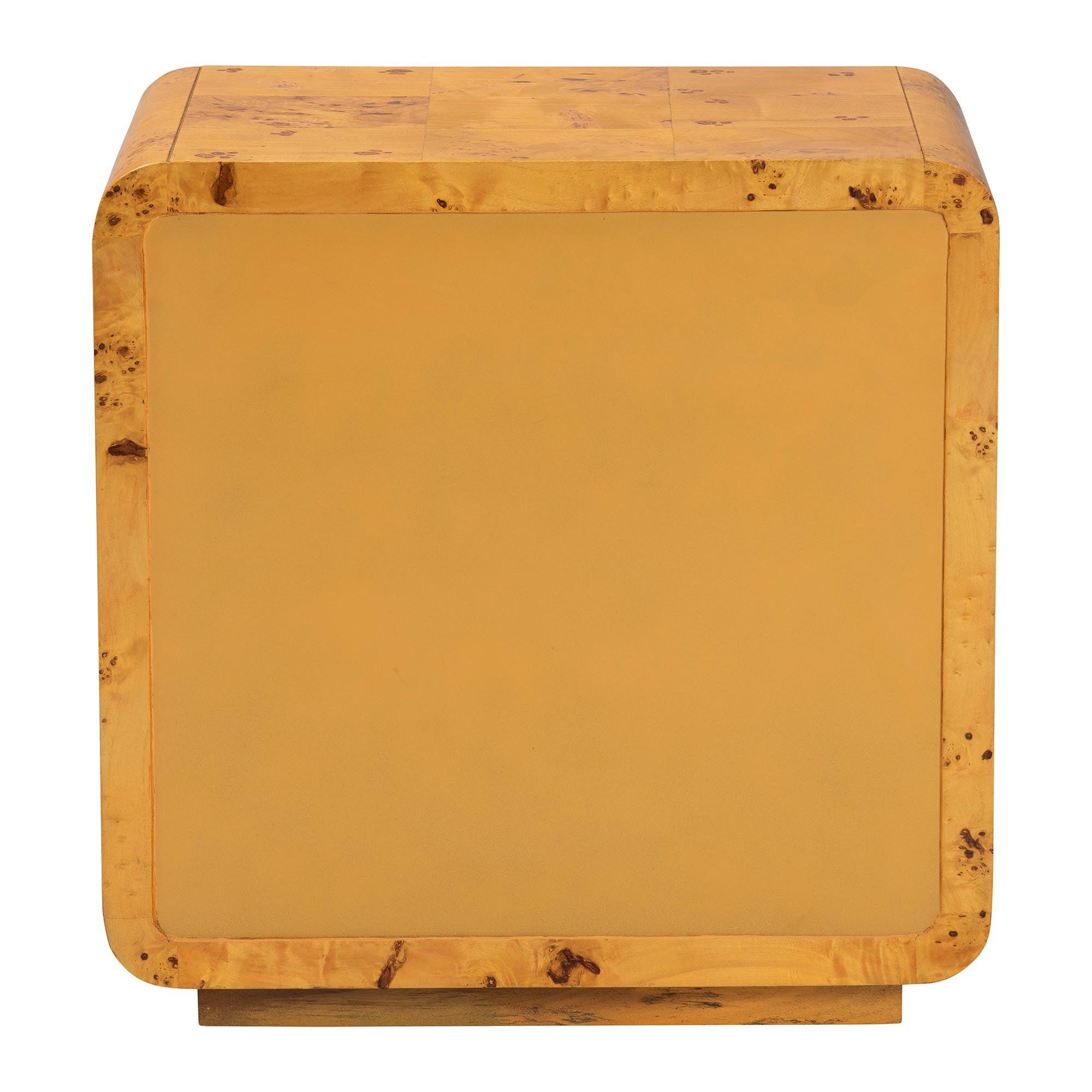 Bali & Pari Netra Modern and Contemporary Real Burl Wood 3-Drawer Nightstand