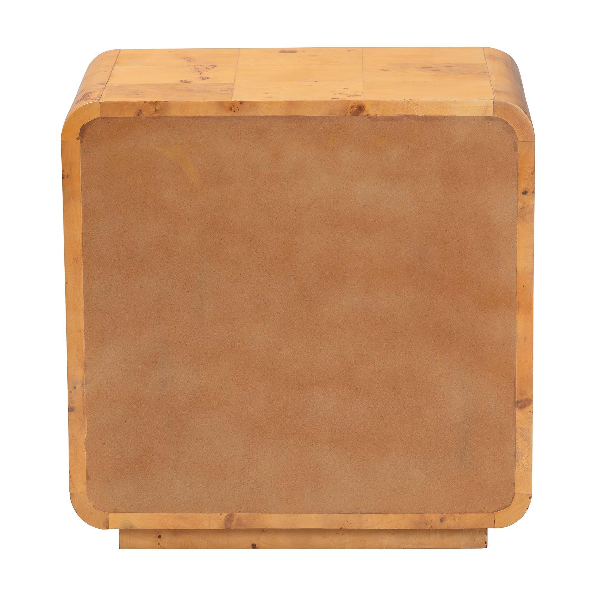 Bali & Pari Netra Modern and Contemporary Real Burl Wood 1-Drawer Nightstand