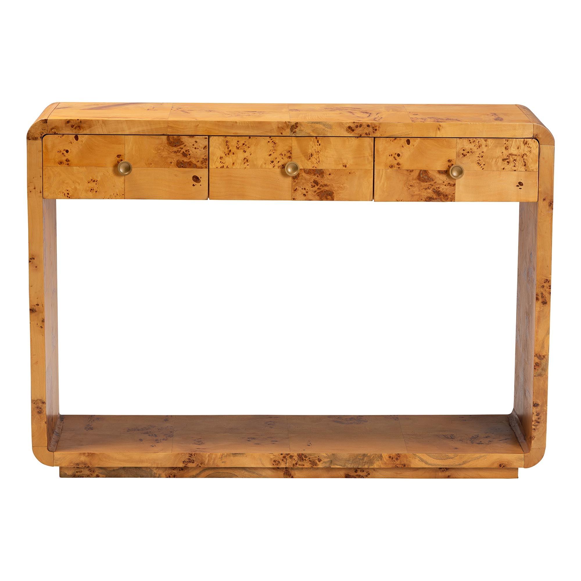 Bali & Pari Netra Modern and Contemporary Real Burl Wood Console Table