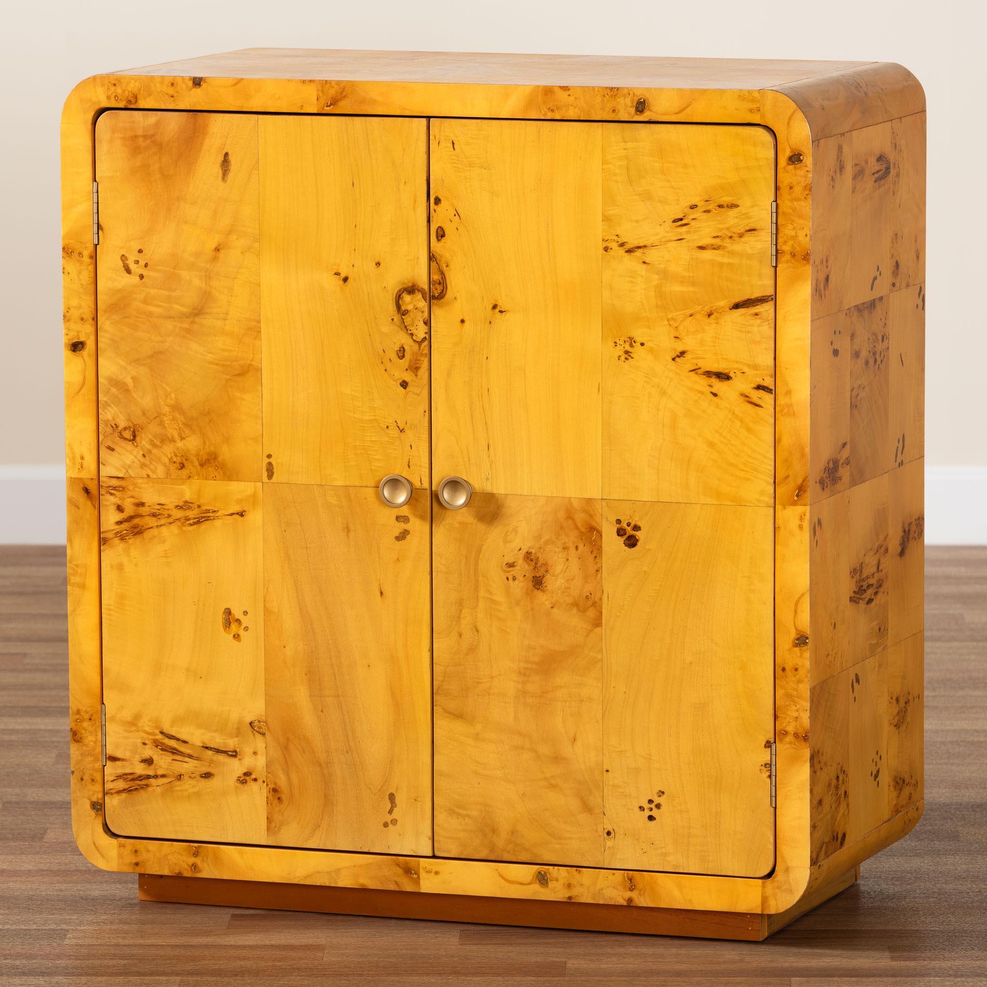 bali & pari Netra Modern and Contemporary Real Burl Wood Storage Cabinet
