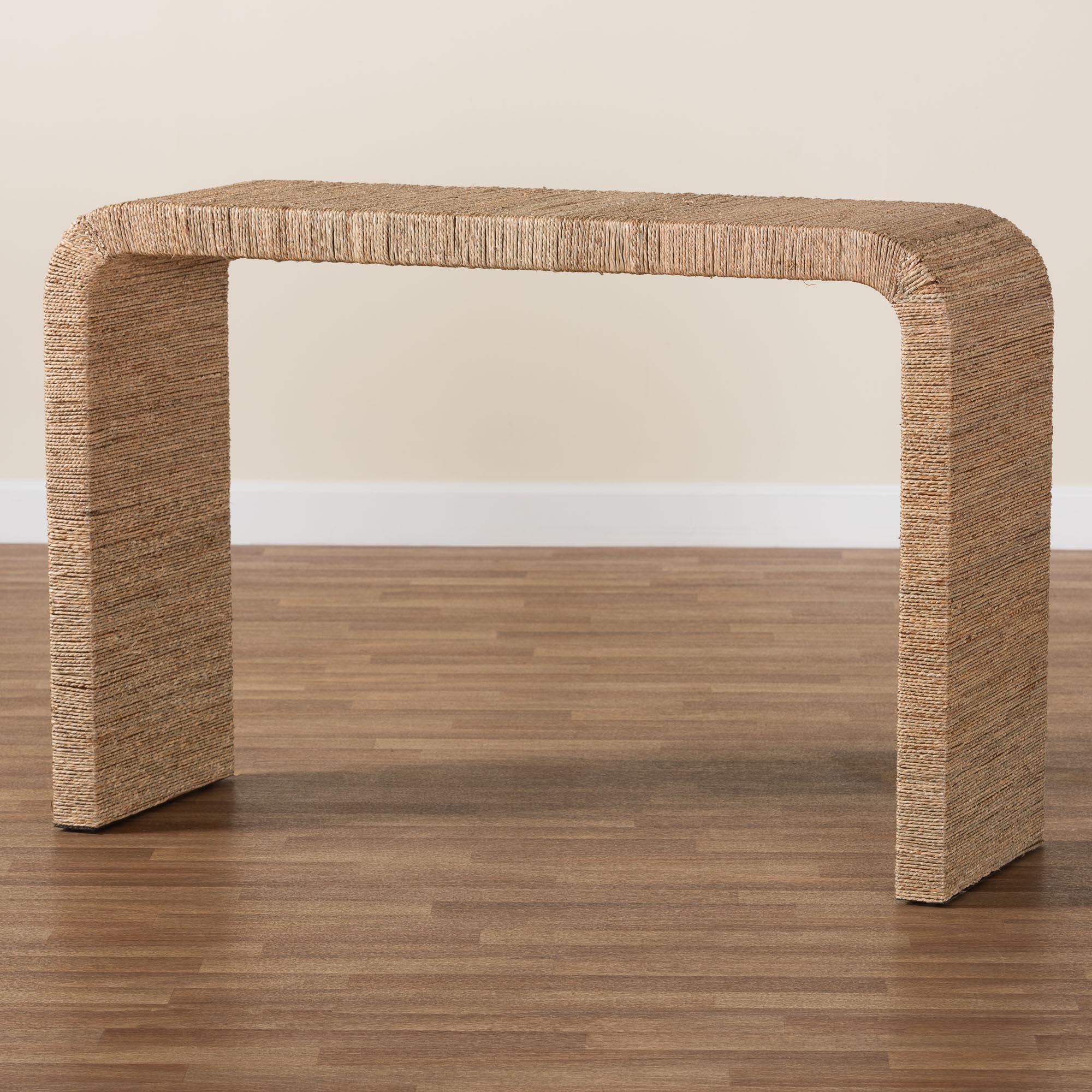 bali & pari Eviana Japandi Seagrass Waterfall Console Table