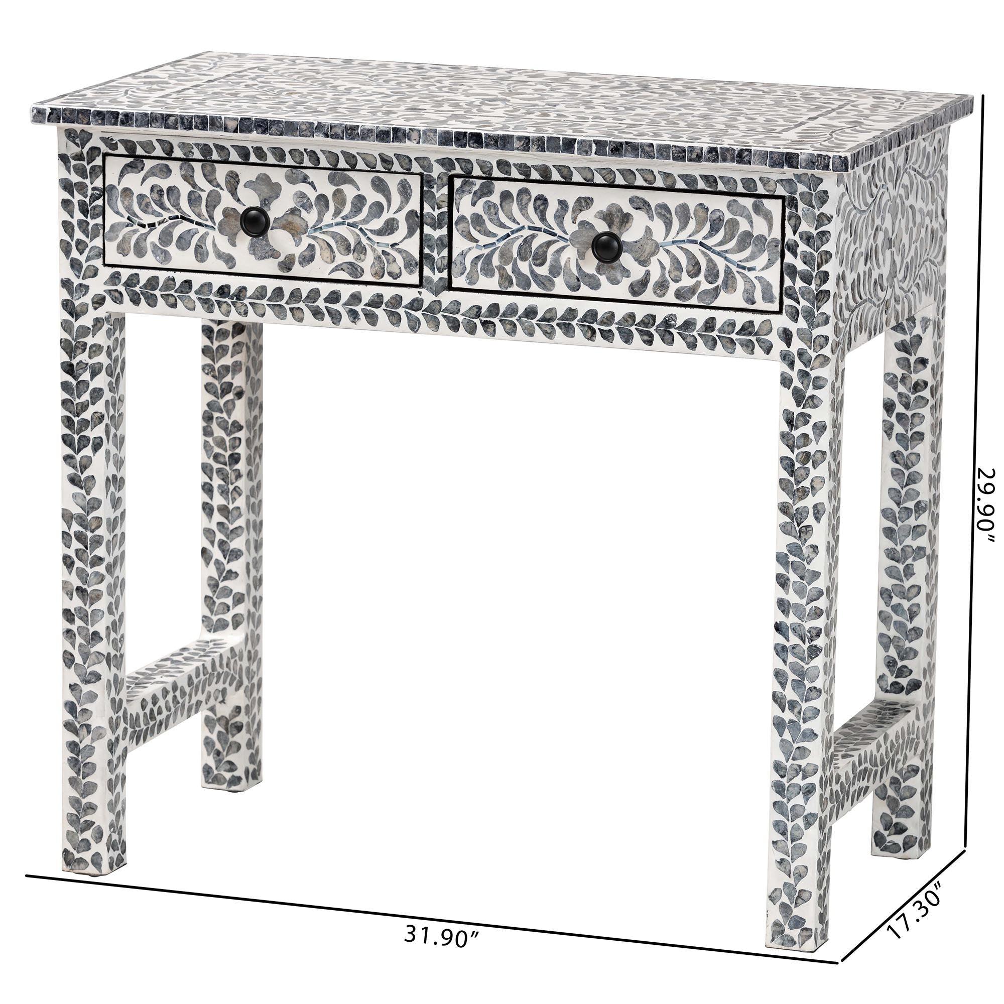 Bali & Pari Diata Coastal and Mother of Pearl Capiz Shell 2-Drawer Console Table
