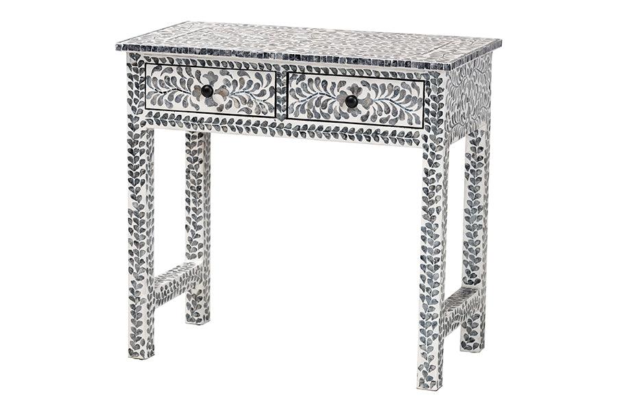 Bali & Pari Diata Coastal and Mother of Pearl Capiz Shell 2-Drawer Console Table