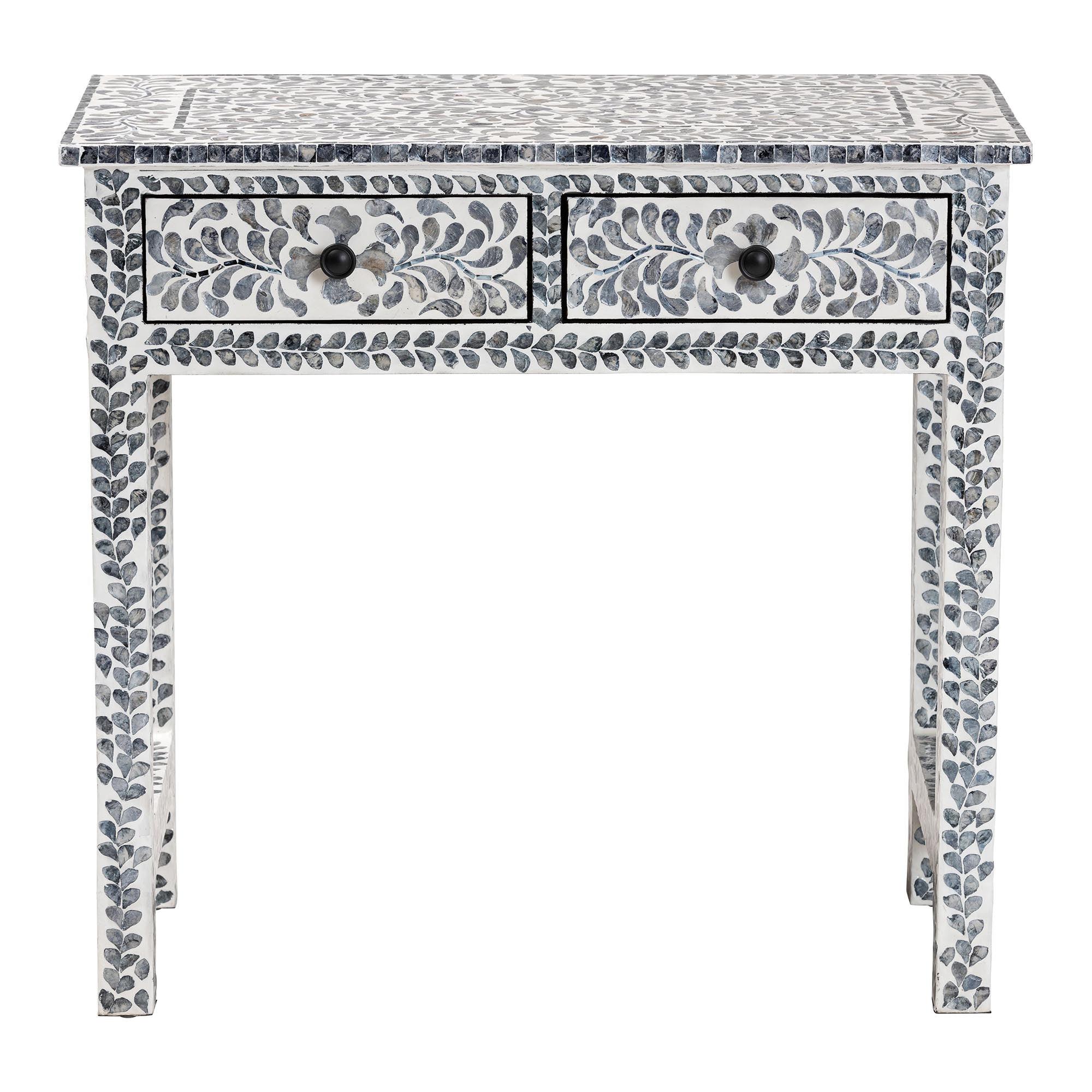 Bali & Pari Diata Coastal and Mother of Pearl Capiz Shell 2-Drawer Console Table
