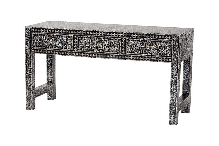 Bali & Pari Elara Coastal and Mother of Pearl Capiz Shell 3-Drawer Console Table